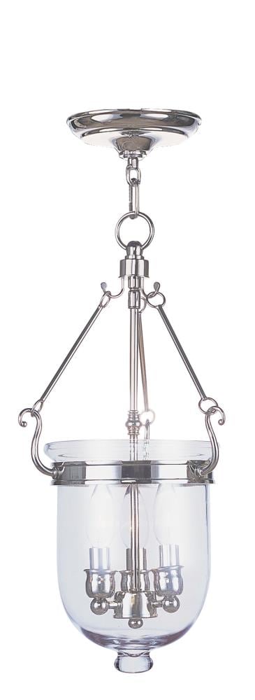 Livex Lighting 5063-35 Jefferson 3 -Light Polished Nickel Traditional Clear glass Jar Medium Hanging Pendant light