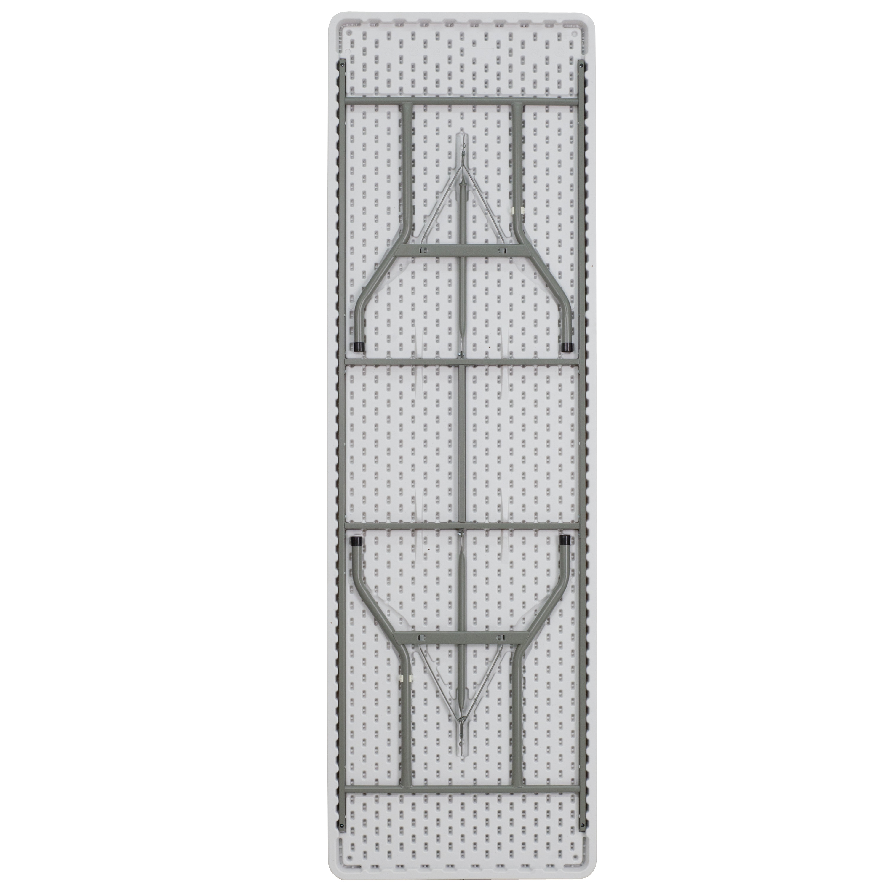 96-Inch Gray Powder Coated Metal Rectangular Folding Table