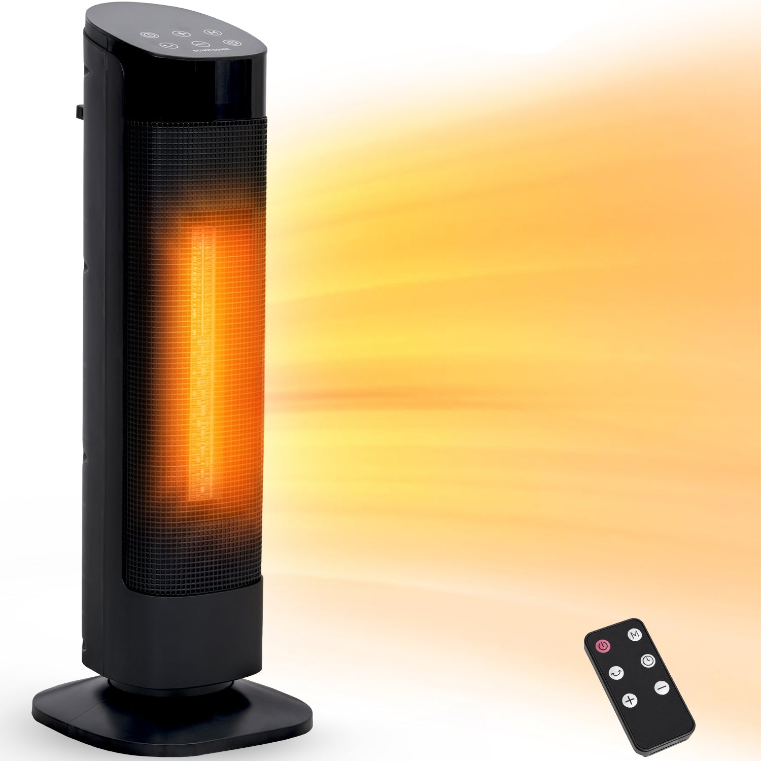 Romswi  Up to 1500-Watt Ceramic Tower Indoor Electric Space Heater Thermostat Remote Control Included