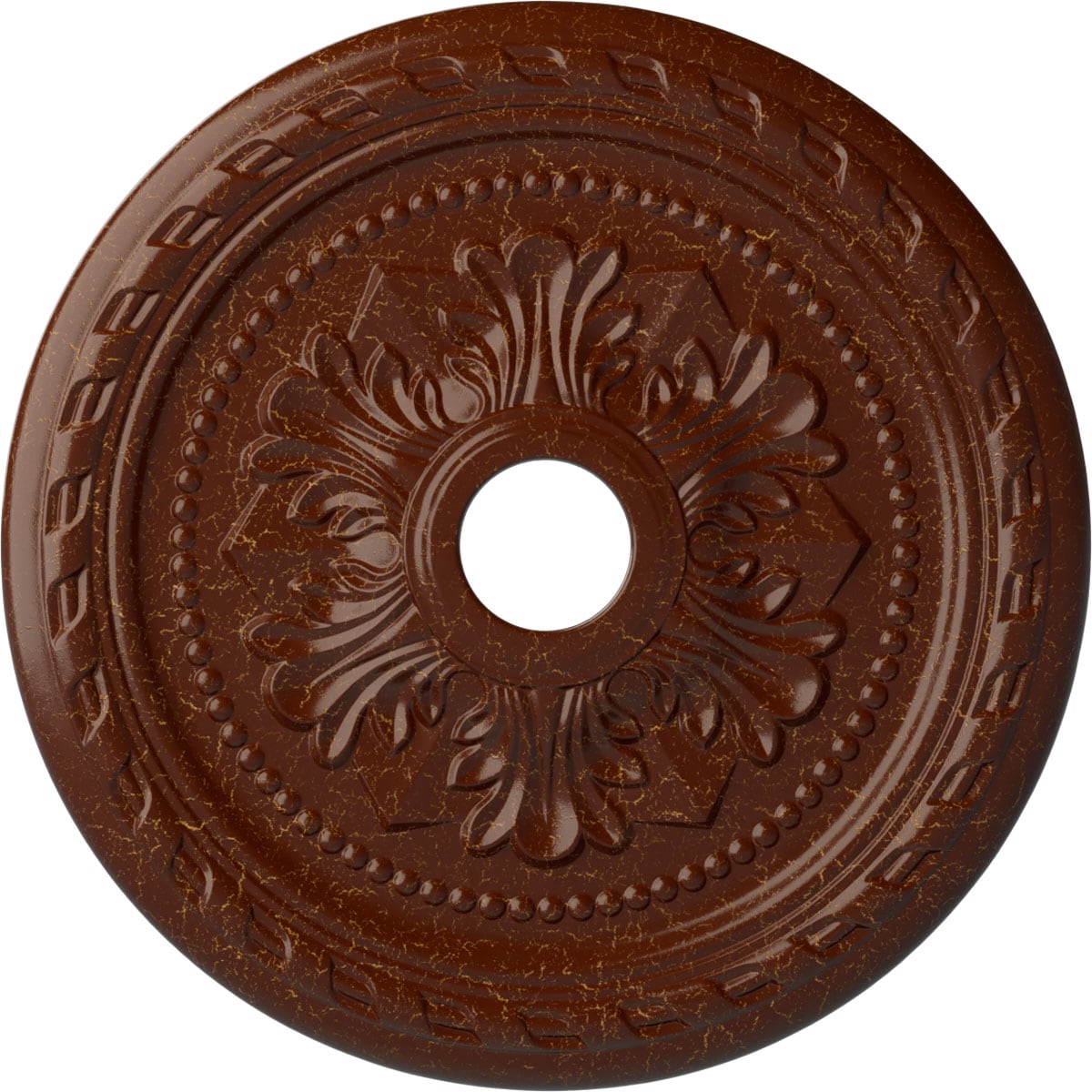 Ekena Millwork CM23PMBMC Palmetto 23.625-in W x 23.625-in L Painted Burnished Mahogany Crackle Polyurethane Whole Ceiling Medallion