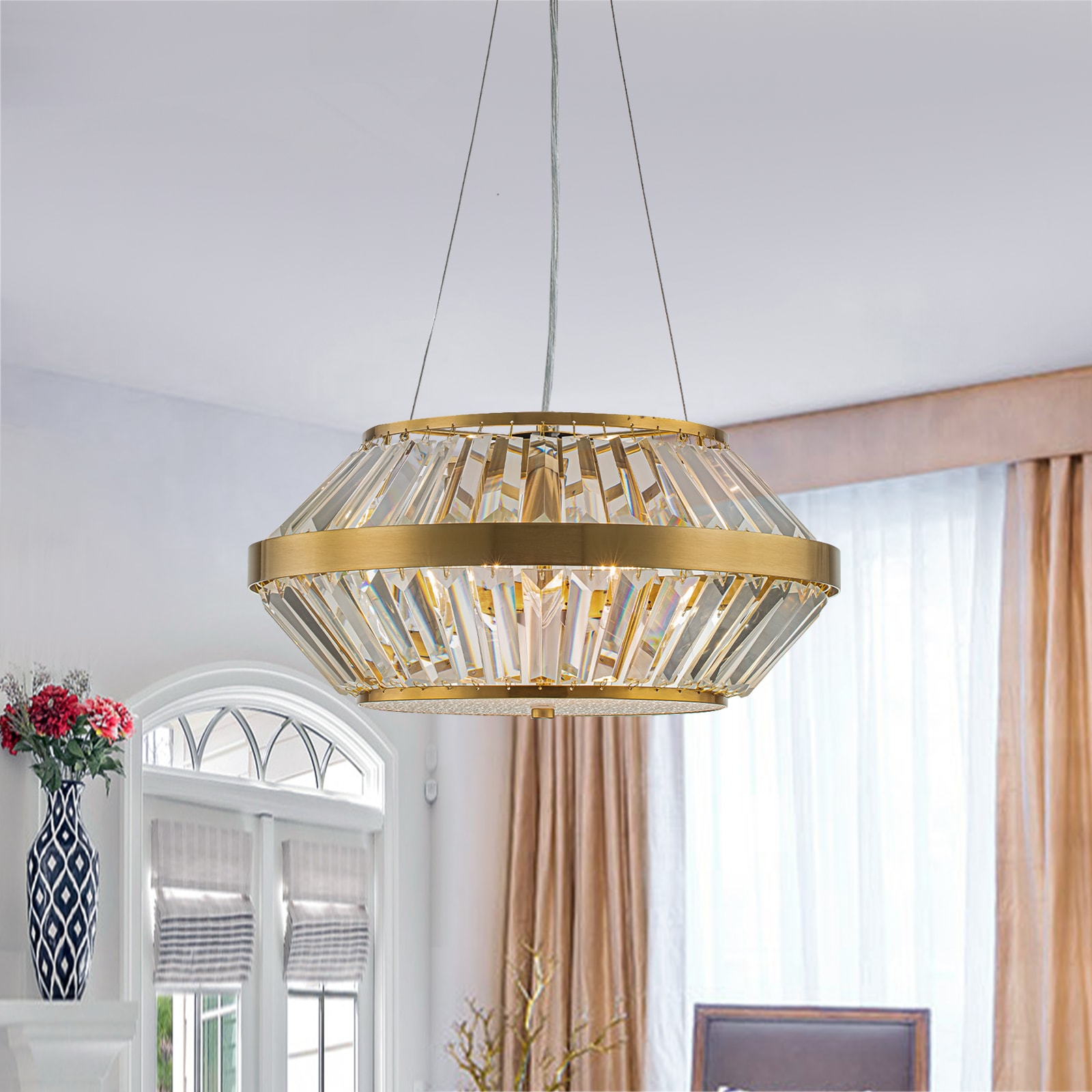 EDISLIVE Perley 5-Light Gold Glam Drum Led, Medium Hanging Kitchen ...