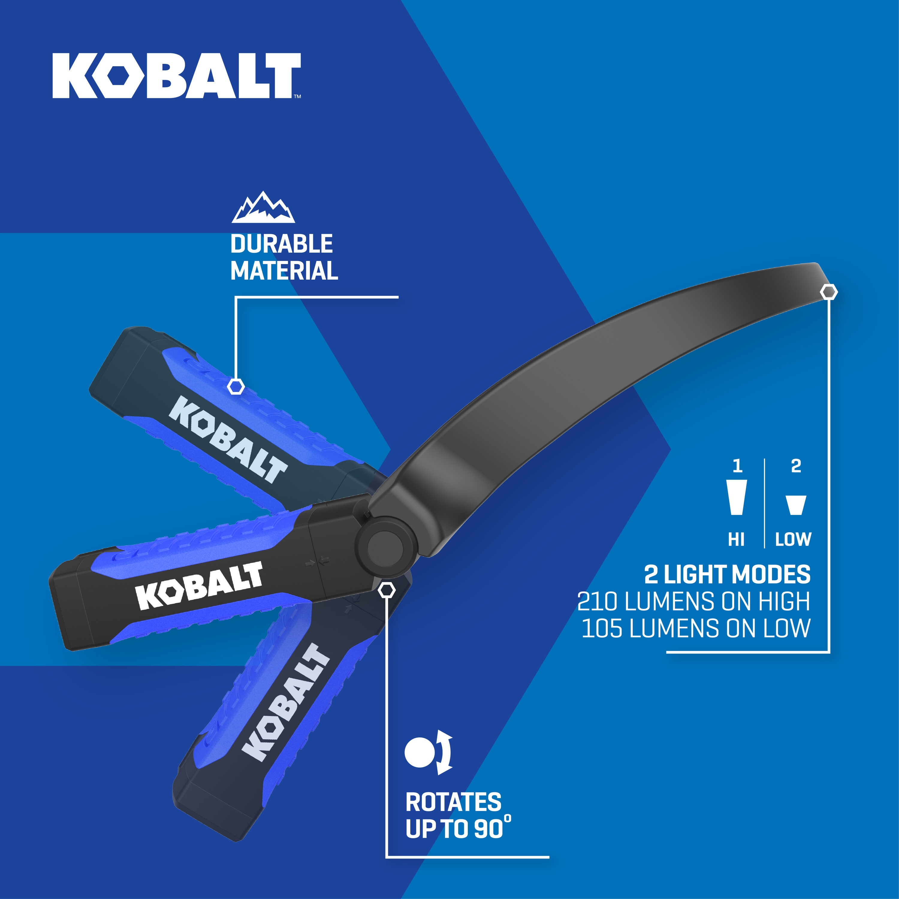 Kobalt 210 Lumen 2 Modes LED Spotlight Flashlight Aa Battery