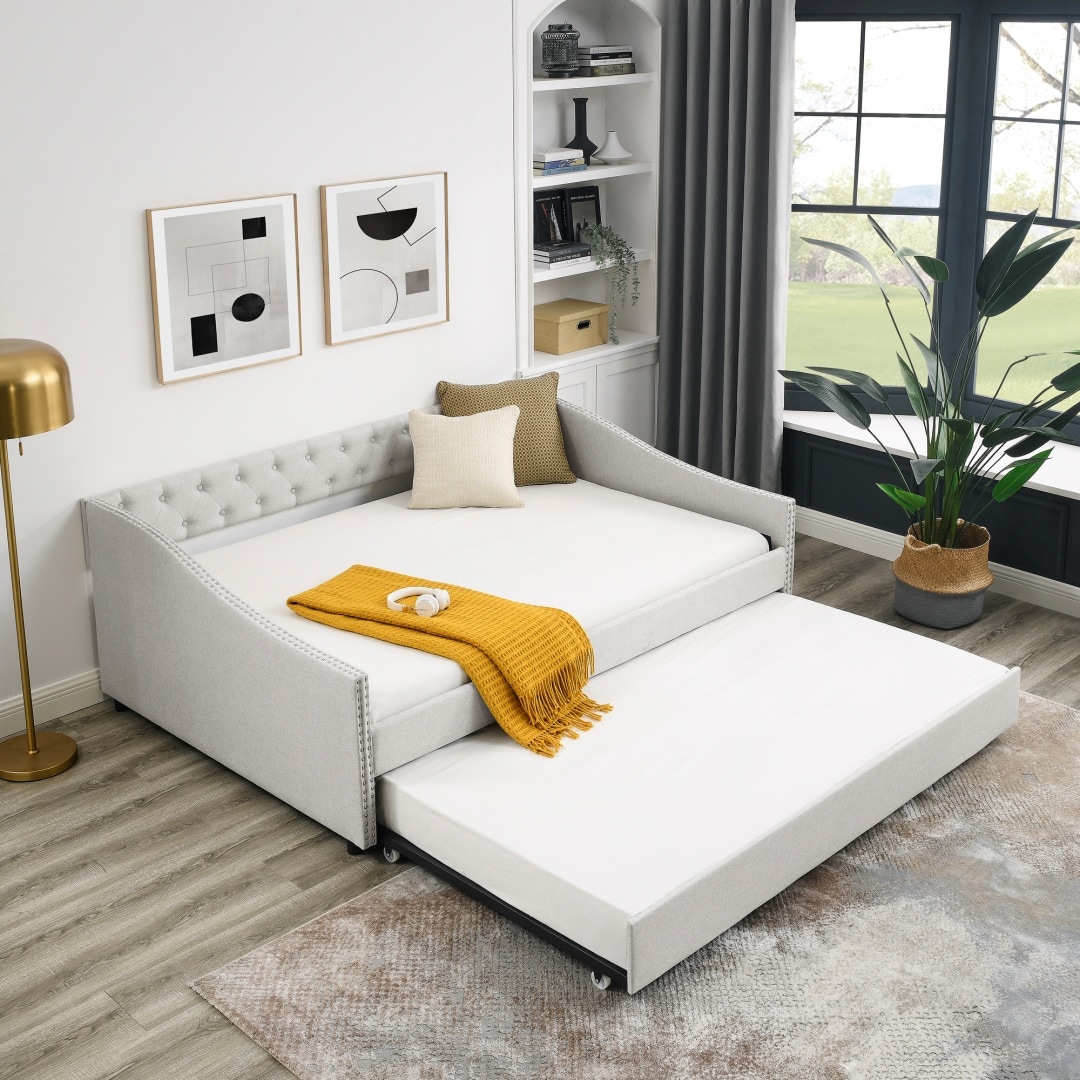 ZAKLOOP WU1413S00008 61-in Modern White Cotton Reclining Sofa