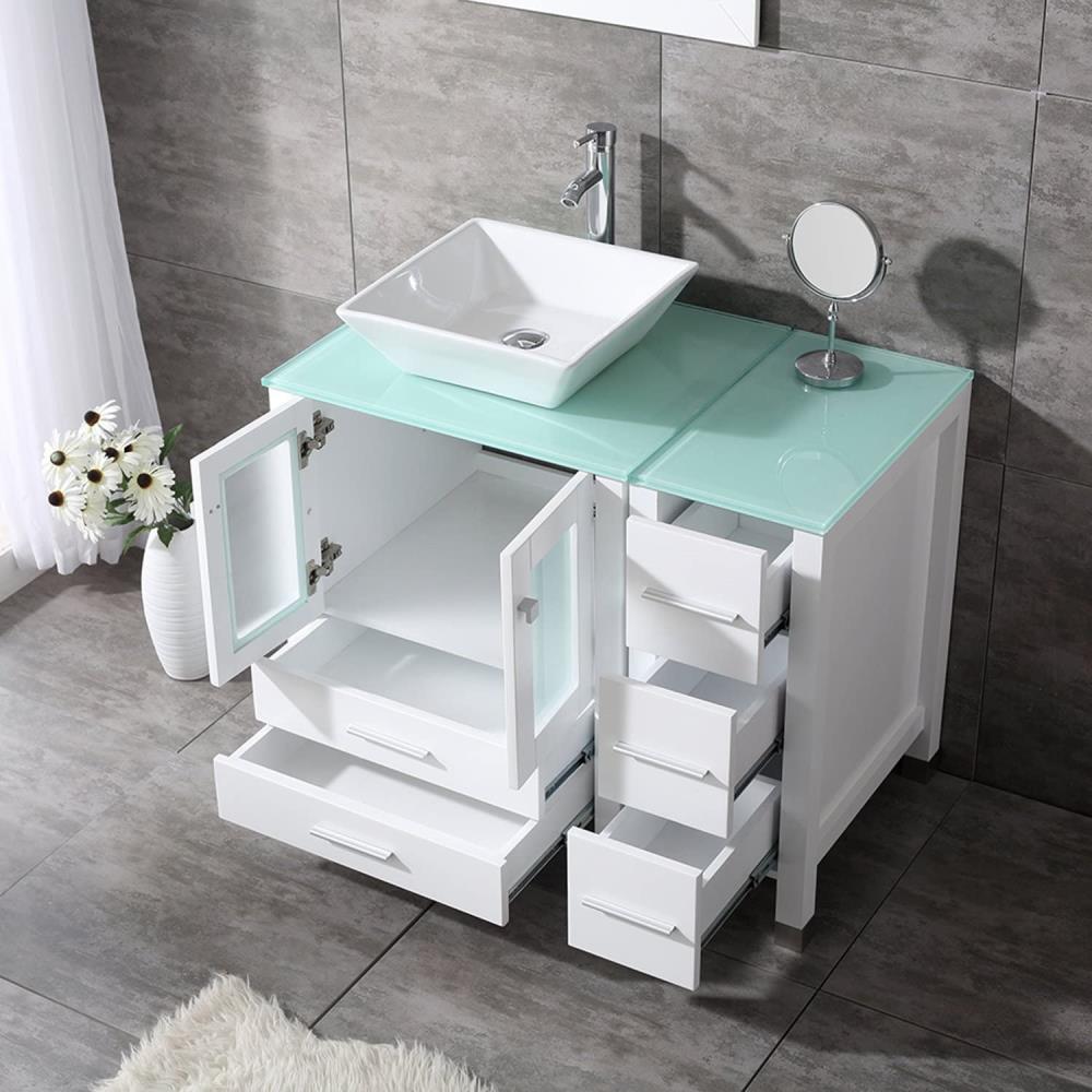 Bathroom Vanity Set Tempered Glass Sink for Small Bathroom floating vanity combo set