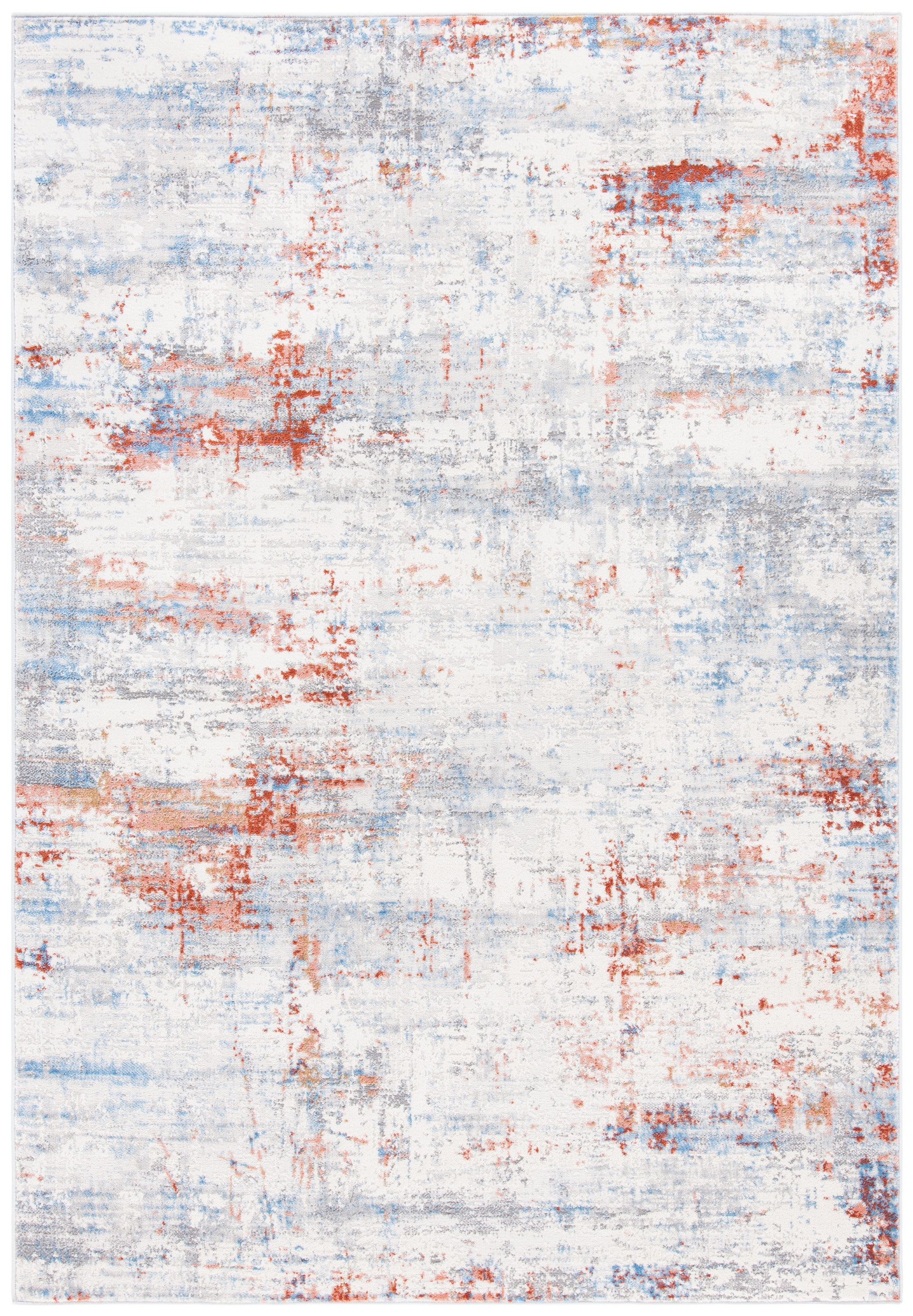 Ivory and Rust Abstract Hand-knotted Reversible Rug