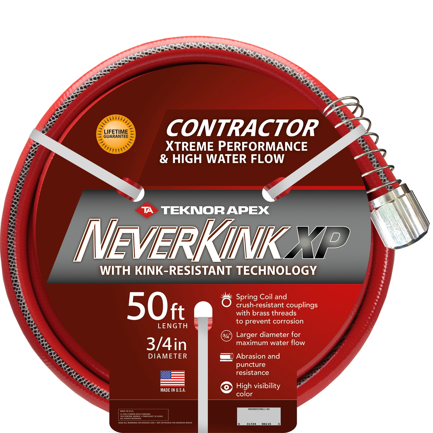 Neverkink XP Teknor Apex 3/4-in x 50-ft Contractor-Duty Kink Free Vinyl Red  Coiled Hose in the Garden Hoses department at
