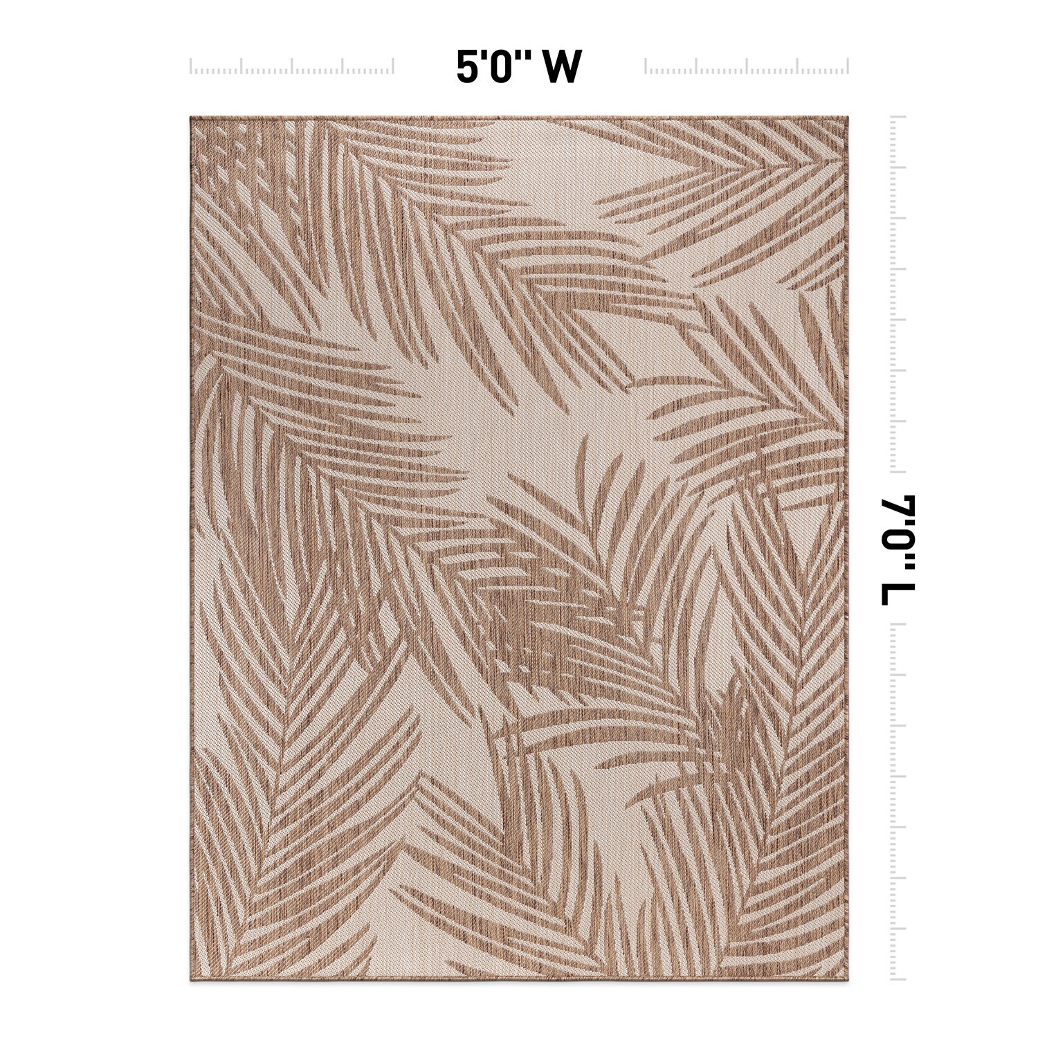Brown Floral Synthetic Flat Woven Indoor/Outdoor Rug 5' x 7'