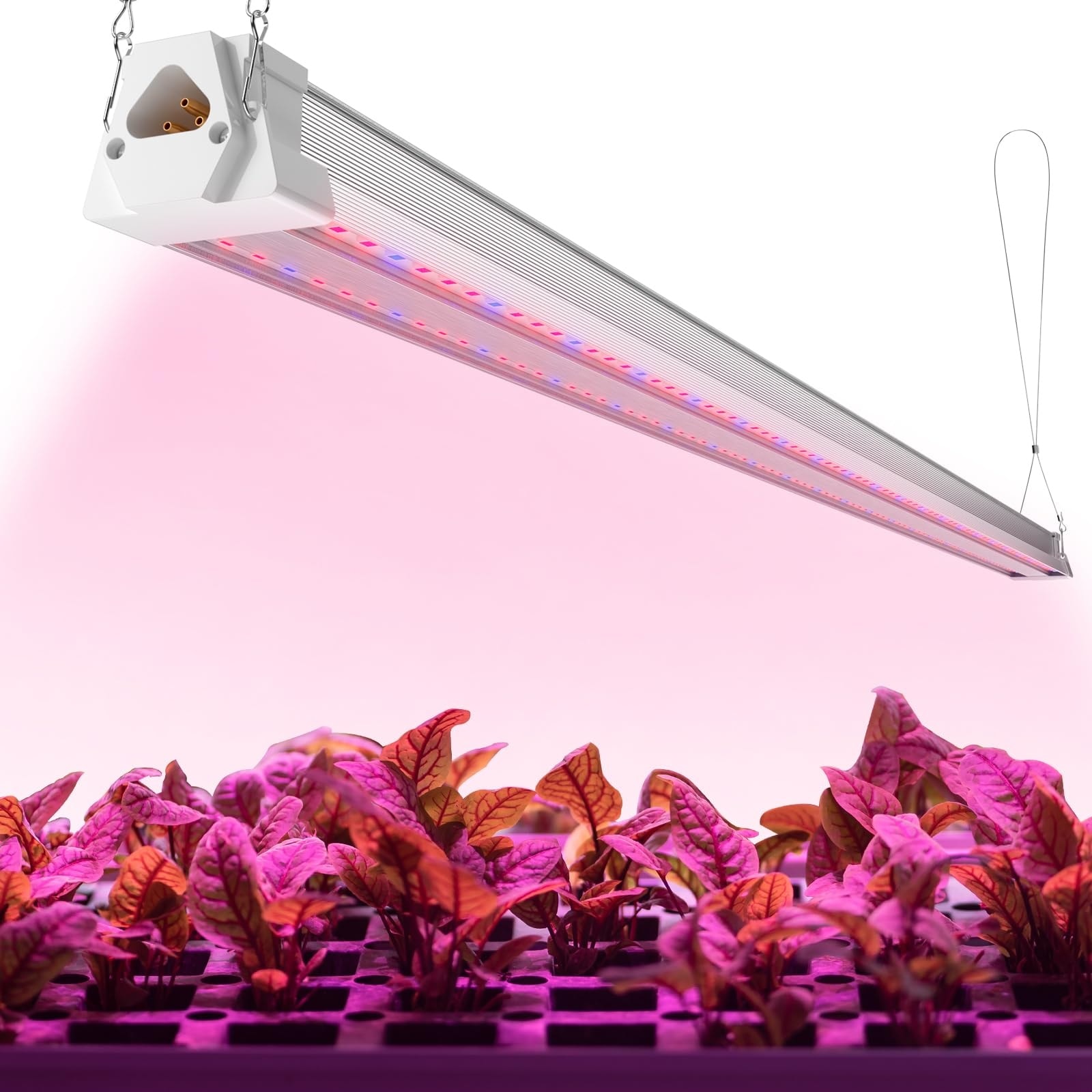Vrbgify  1 pack 4FT LED grow light 40W 250W equivalent red blue full spectrum indoor plant lamp linkable plug in for hydroponic seedling veg
