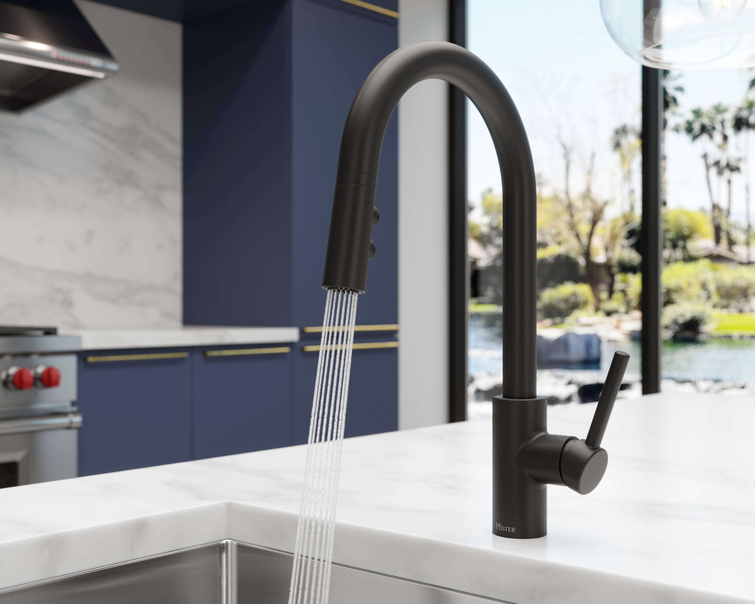 Stellen 16.75" High Arc Pull-Down Kitchen Faucet in Matte Black
