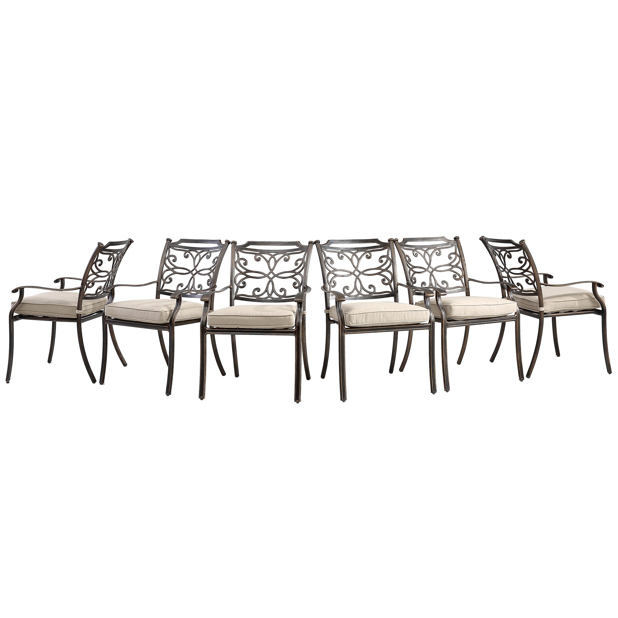 Mondawe 21OD023134BE Aluminum Set of 6 Stackable Black Aluminum Frame Stationary Dining Chair with Beige Cushioned Seat