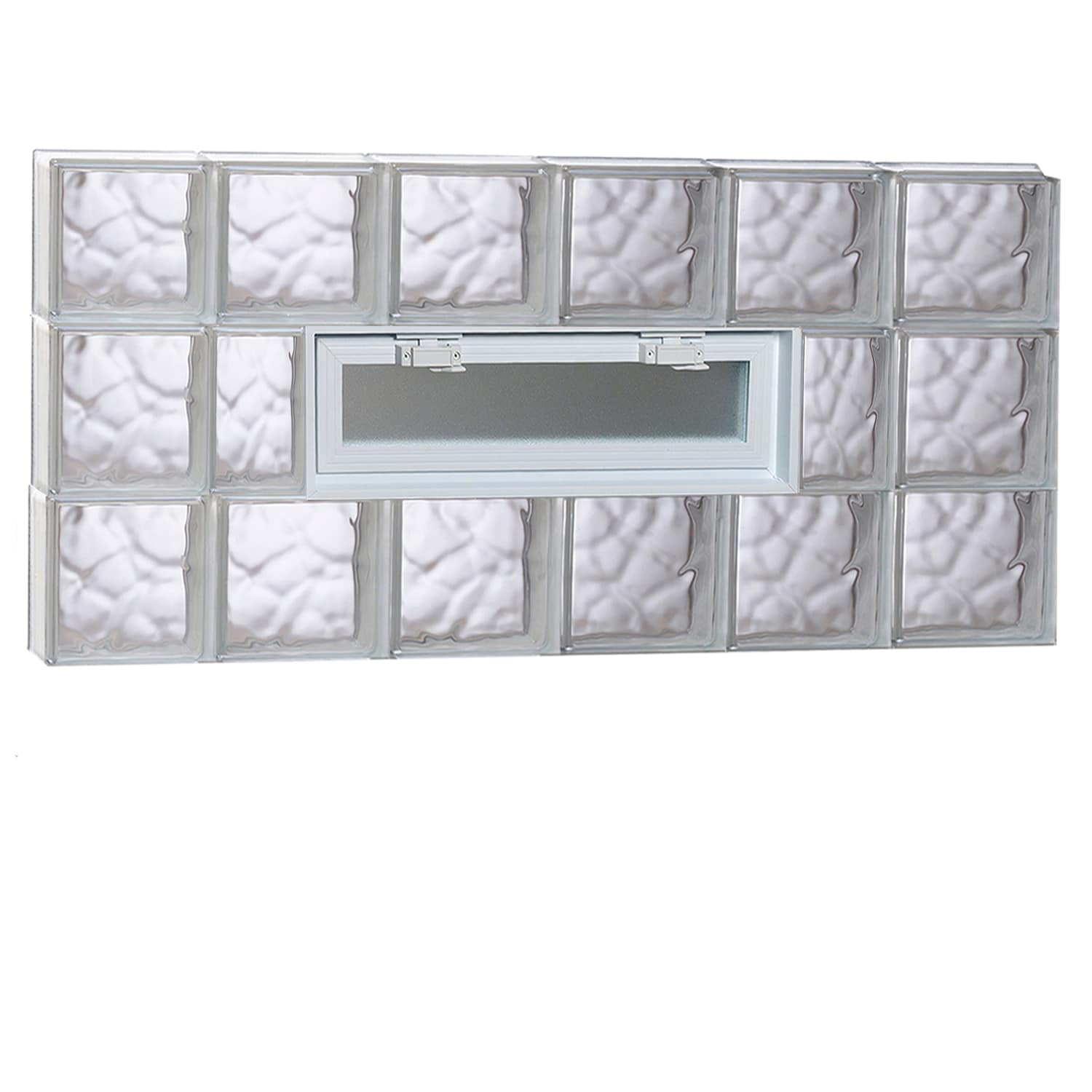 REDI2SET V4824DC Wavy Glass 46-1/2-in x 23-1/4-in Frameless Replacement Vented Glass Block Window