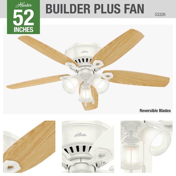 Hunter Builder 52 In Snow White Led, Hunter Oakhurst Ceiling Fan