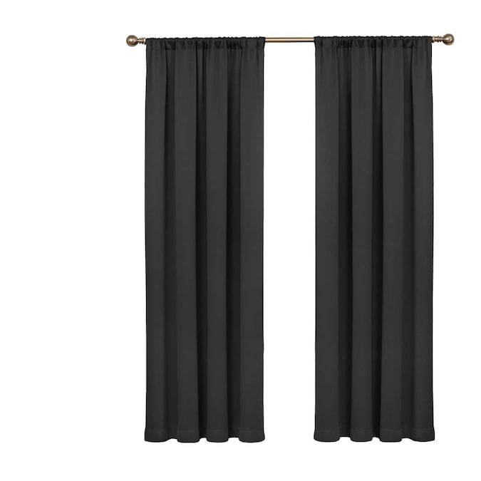 Eclipse 63-in Black Polyester Room Darkening Rod Pocket Curtain Panel ...