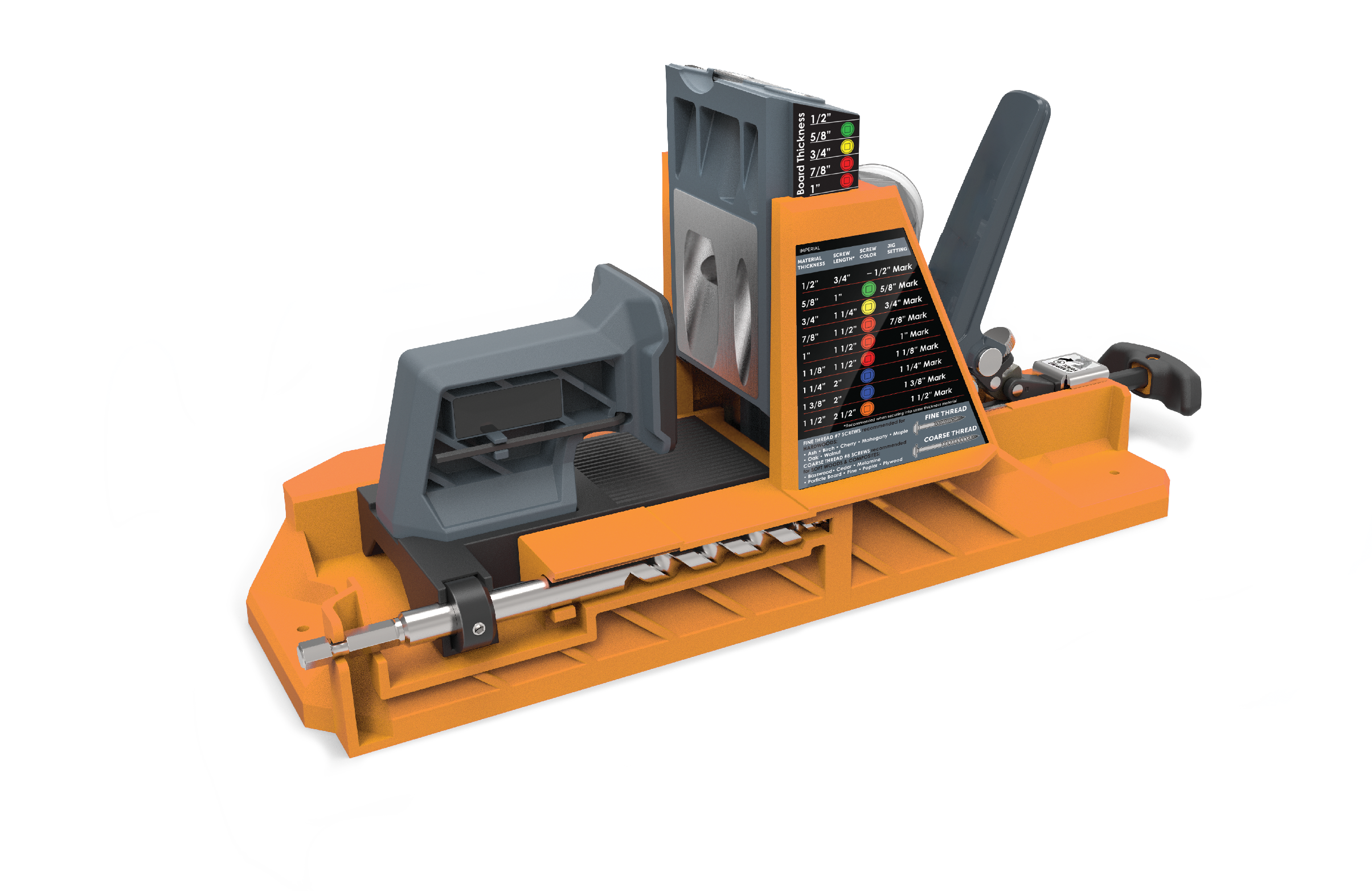 BORA BR-A170201 The Auto Jig revolutionizes pocket hole joinery with its self adjusting system. It automatically sets the drill guide and drill bit collar based on your material’s thickness eliminating the need for manual measurements or adjustments.