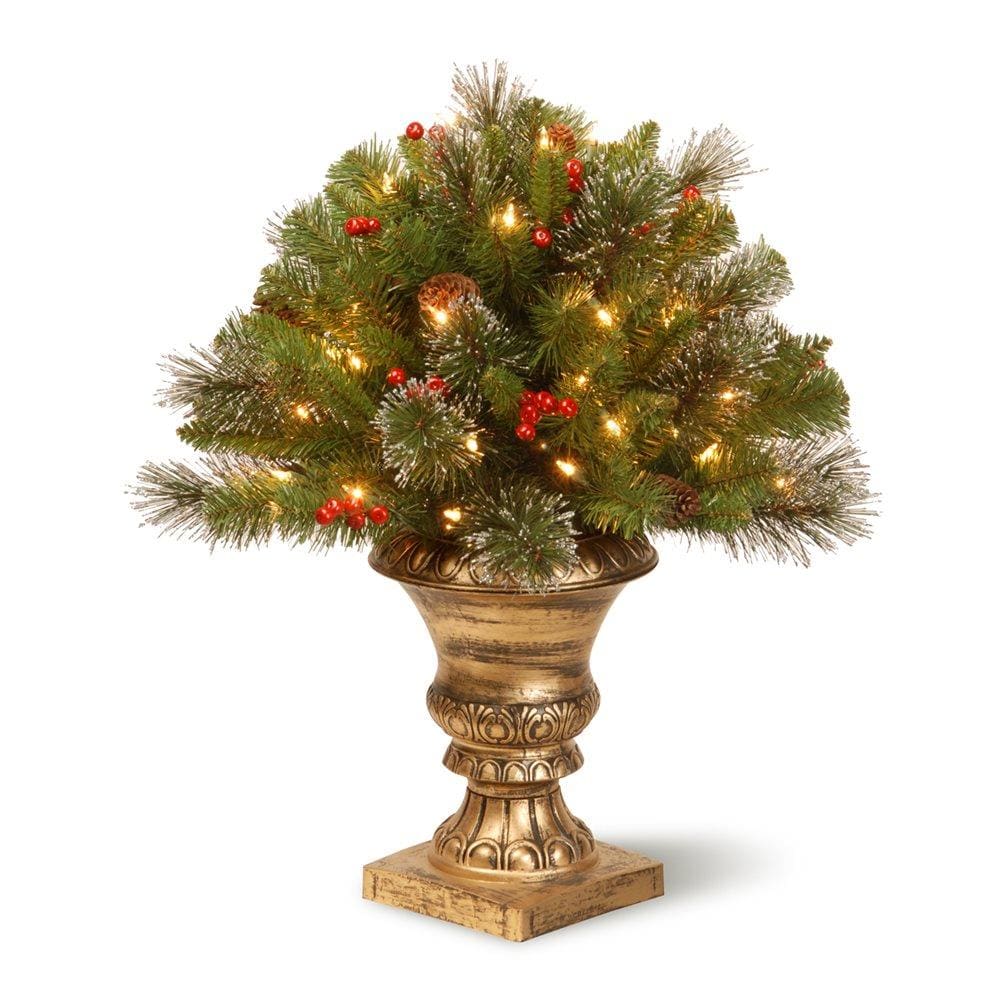 National Tree Company CW7-300-24P 24-in Lighted Decoration Berry Tree Christmas Decor