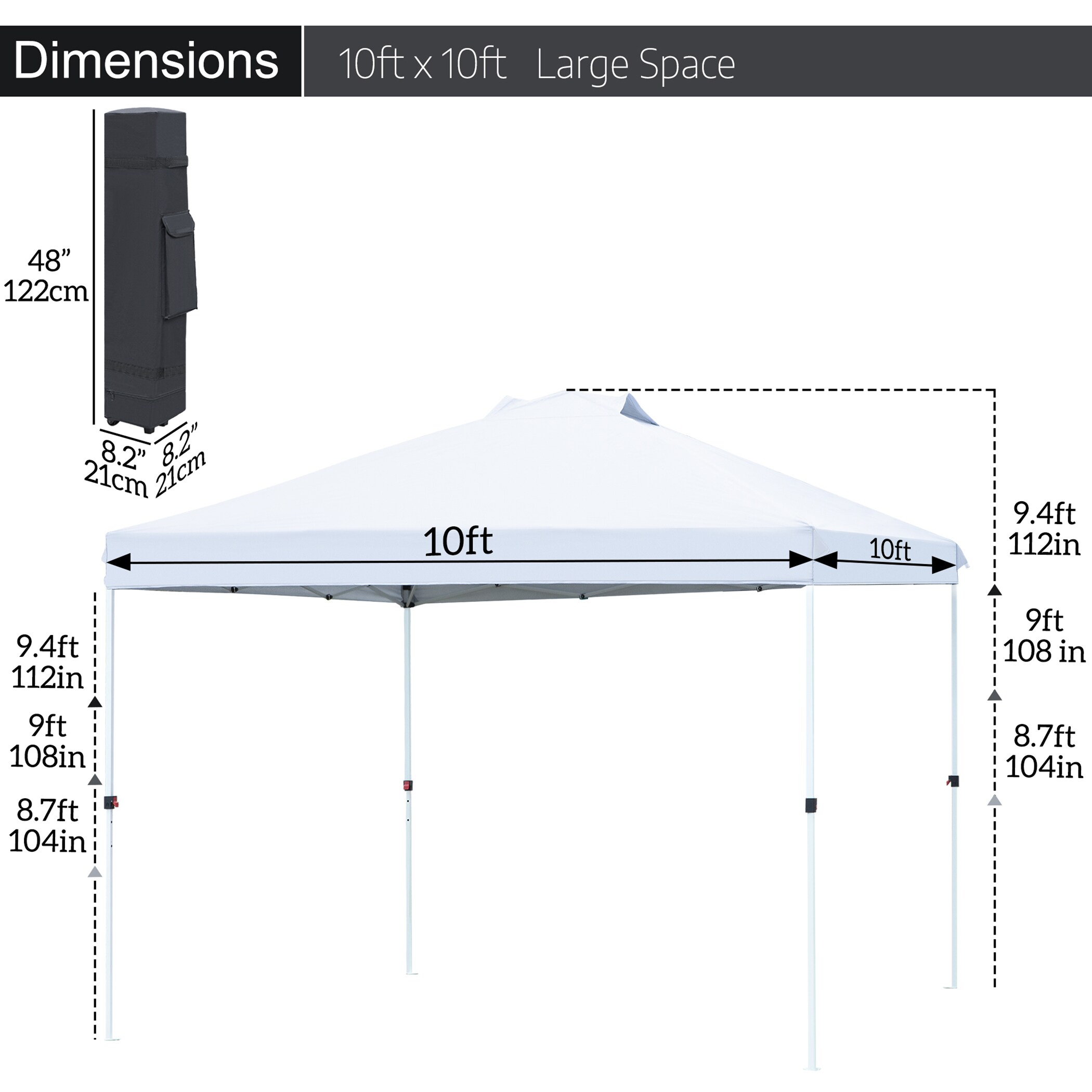 FOREST HOME 10-ft x 10-ft Rectangle Black Standard Canopy at Lowes.com