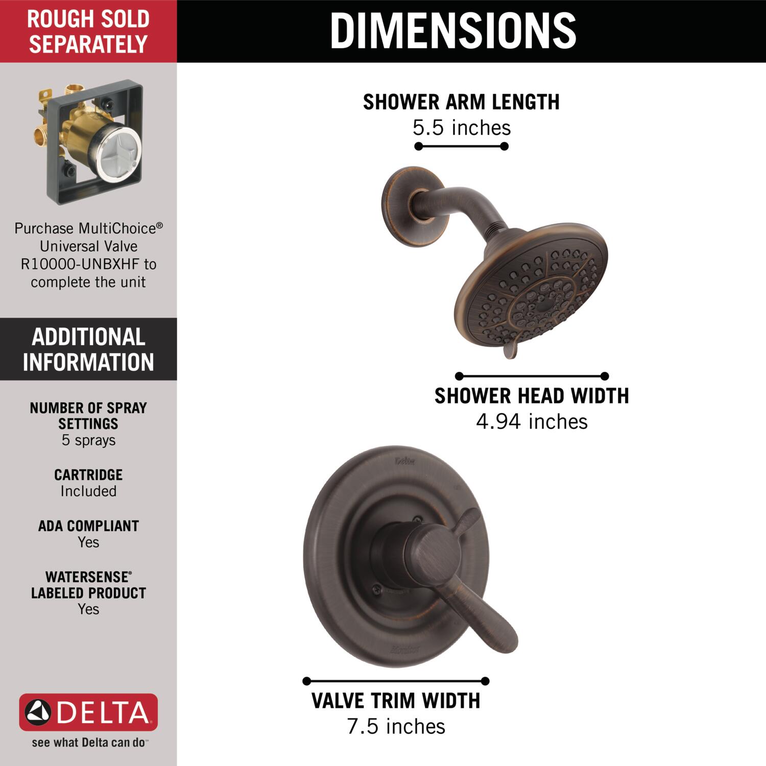 Delta T17238-RB Tub-Shower-Faucets - View #5