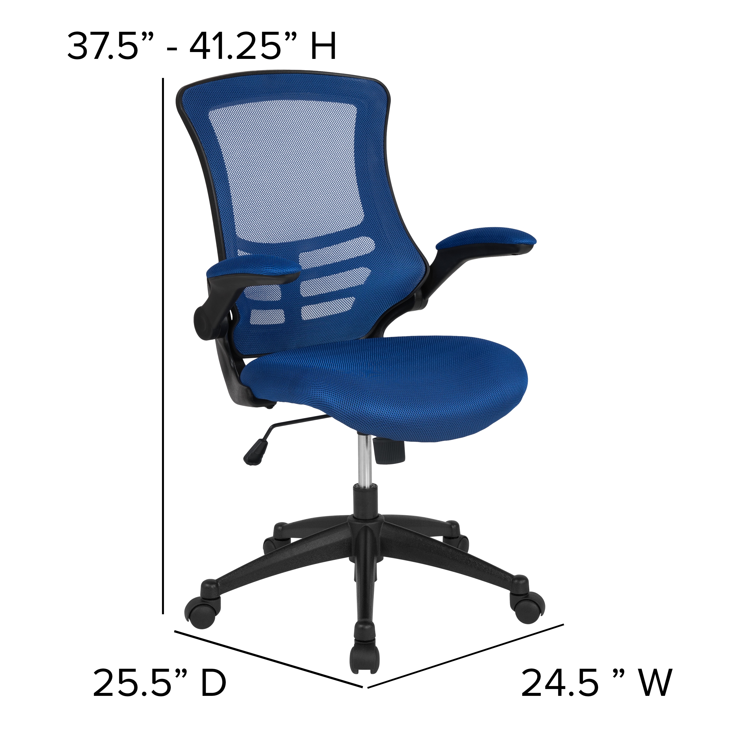 Blue Mesh Mid-Back Ergonomic Office Chair with Adjustable Arms