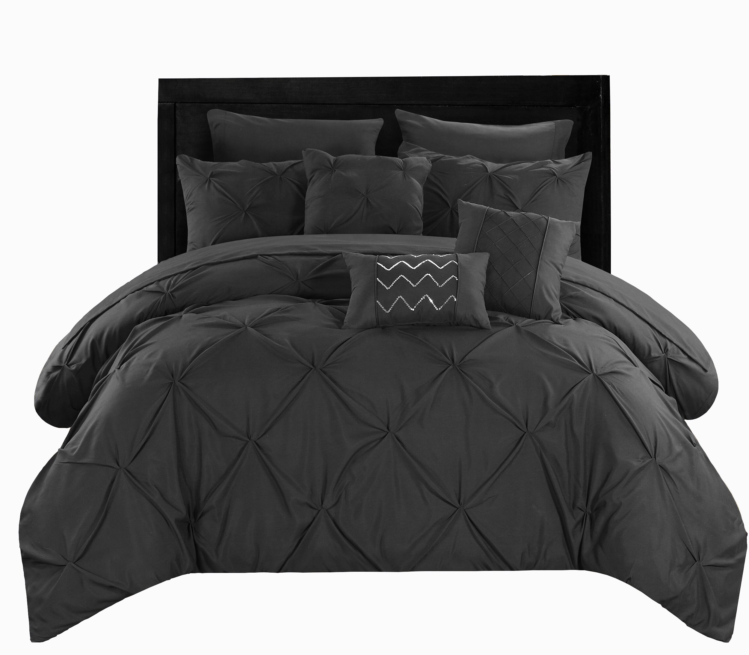 Chic Home Design Hannah 8-Piece Black Twin Comforter Set in the Bedding Sets  department at