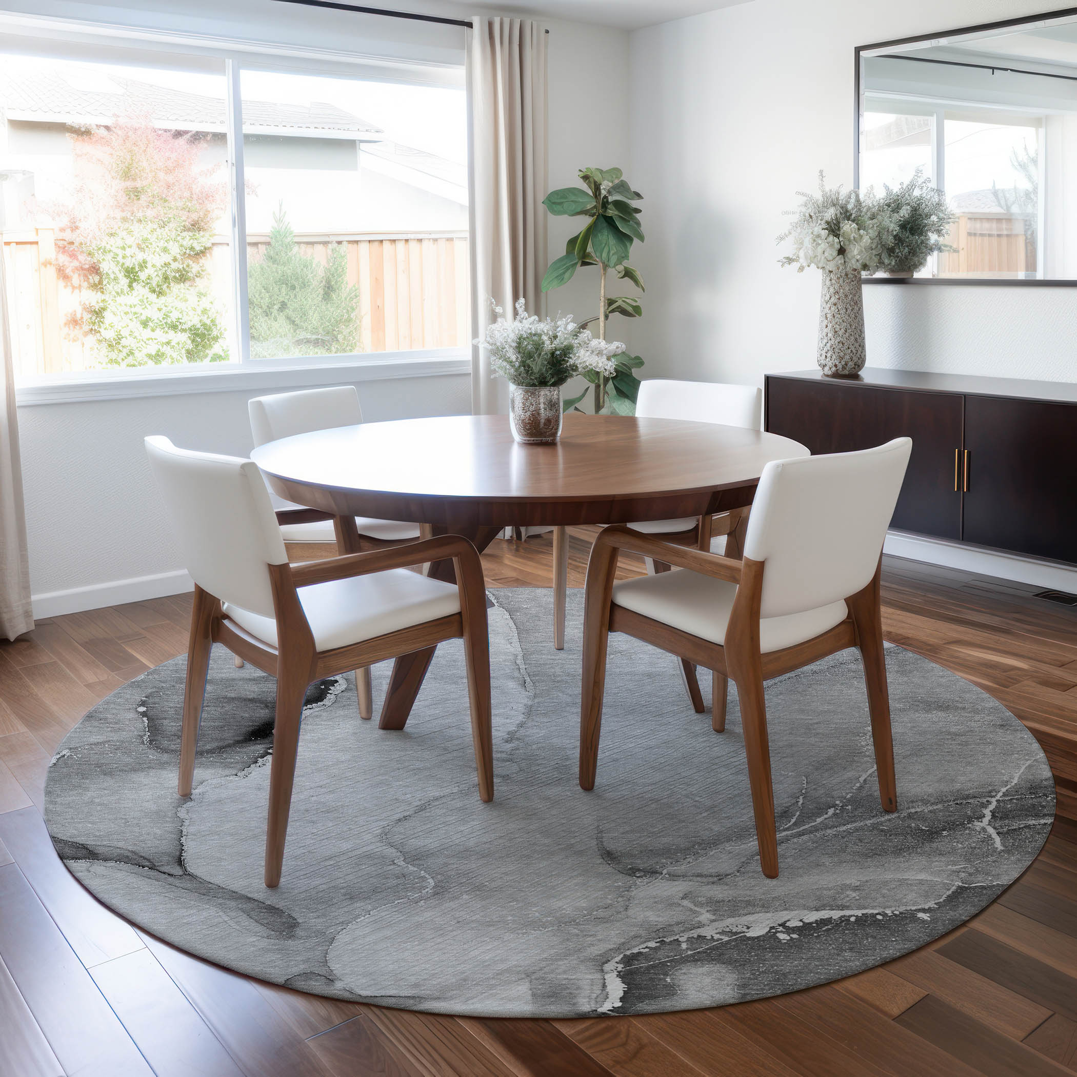 Addison Rugs ACN521GY8RO Chantille ACN521GY 8 x 8 (ft) Polyester Gray Round Indoor/Outdoor Abstract Machine washable Area rug