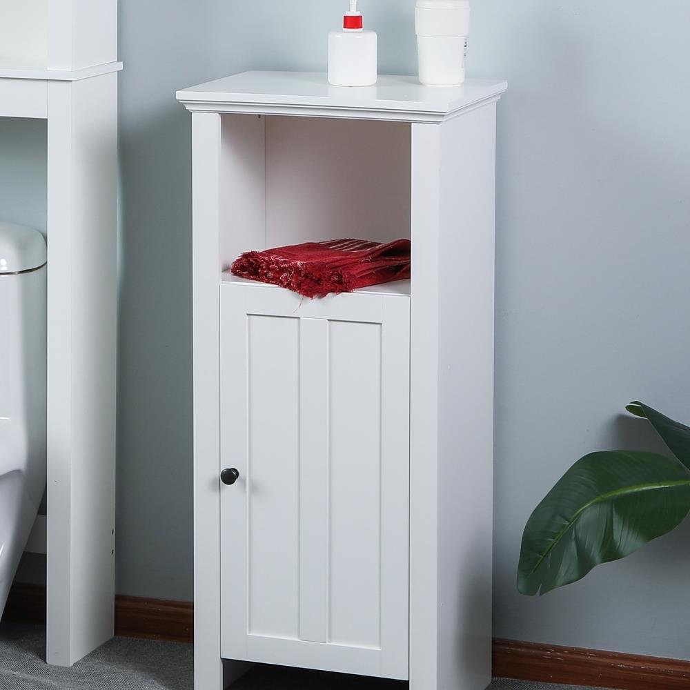 LuxenHome White Wood Storage Cabinet