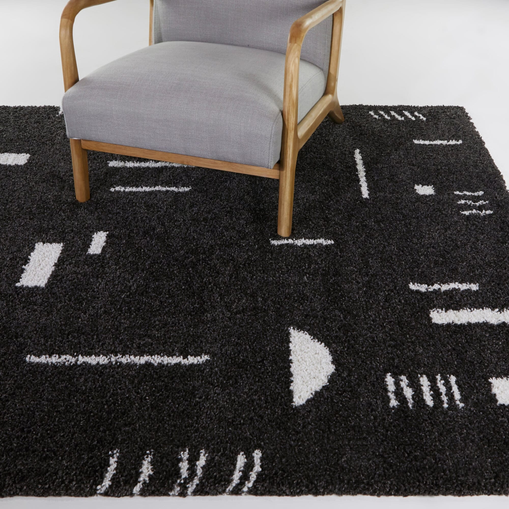 Balta 3106418 Rupa 5 x 7 (ft) Loomed Polypropylene Charcoal Rectangular Indoor Geometric Bohemian/Eclectic Area rug