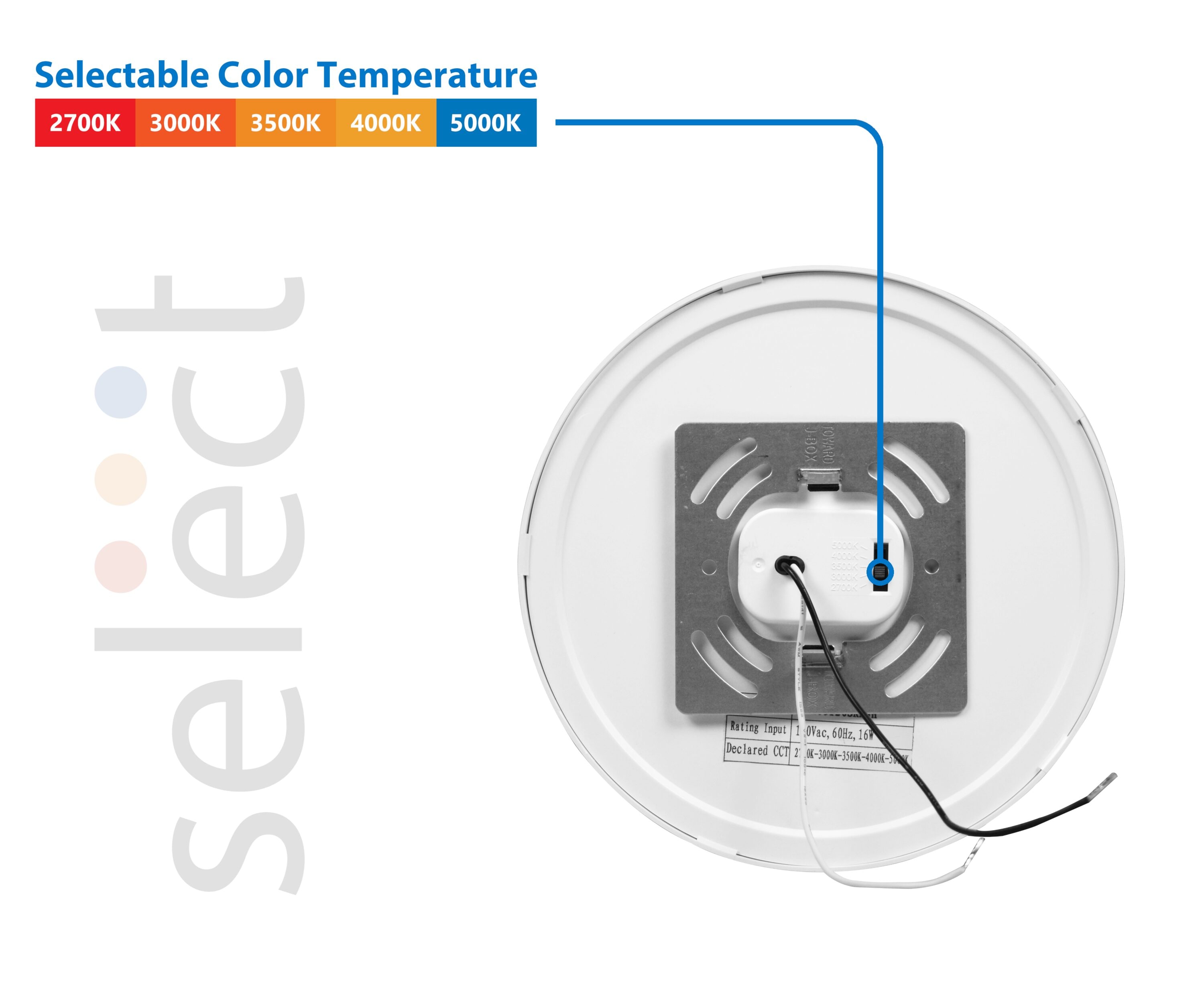 8-Inch White Round Selectable LED Surface Mount Downlight