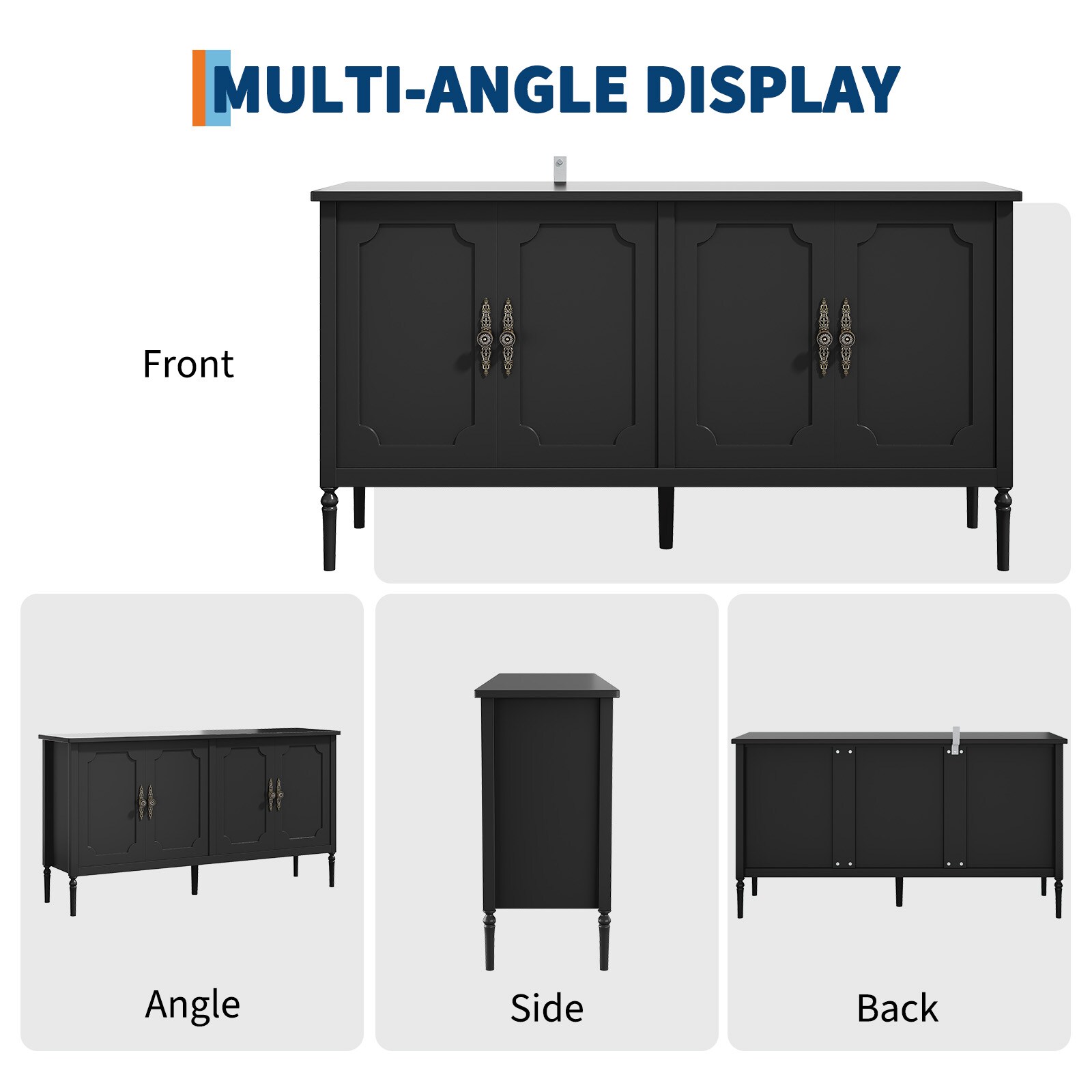 IdealHouse Modern Buffet Cabinet with Storage 59 Inch Wooden Sideboard ...