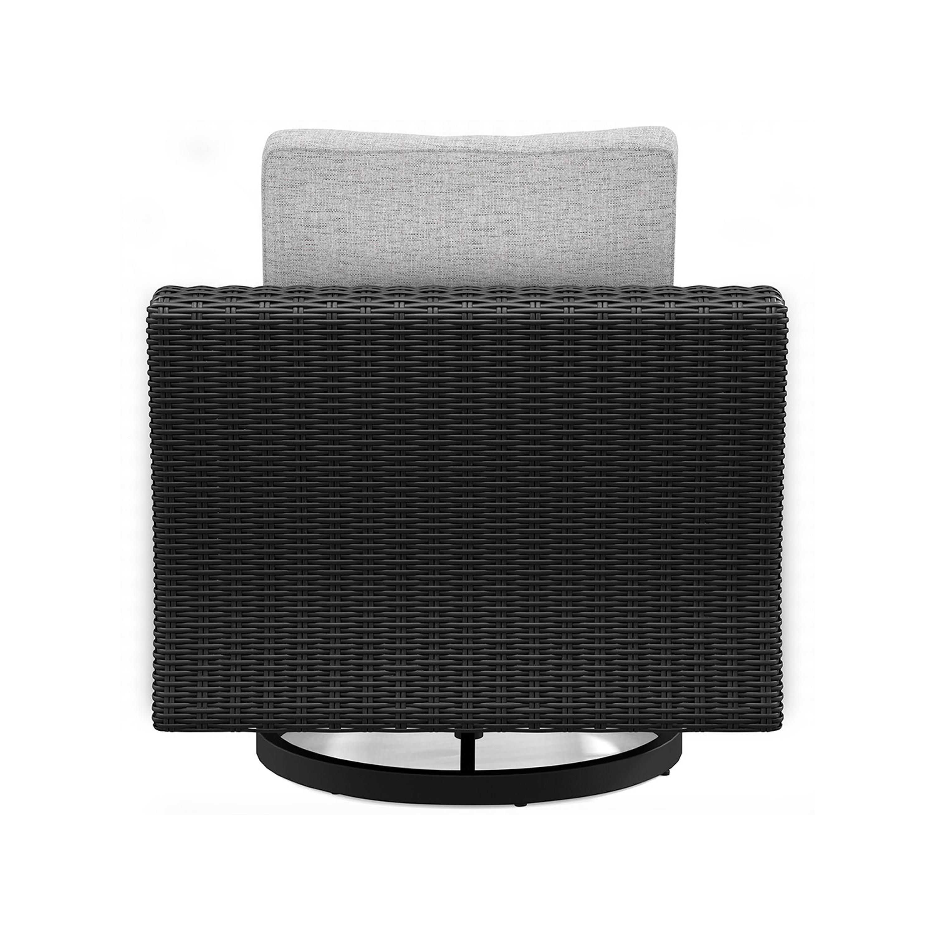 Gray Resin Wicker Swivel Lounge Chair with Cushions