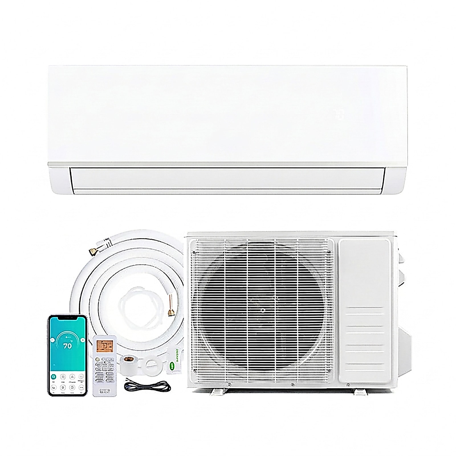 SUGIFT 12000-BTU Ductless Mini Split Air Conditioner and Heater 20-SEER2 208-230V Inverter Heat Pump Cools and Heats up to 600-sq ft WiFi App Voice Control 7 Modes 8 Fan Speeds 24H Timer Self-Clean 28-dB Quiet White with Line Set and Remote