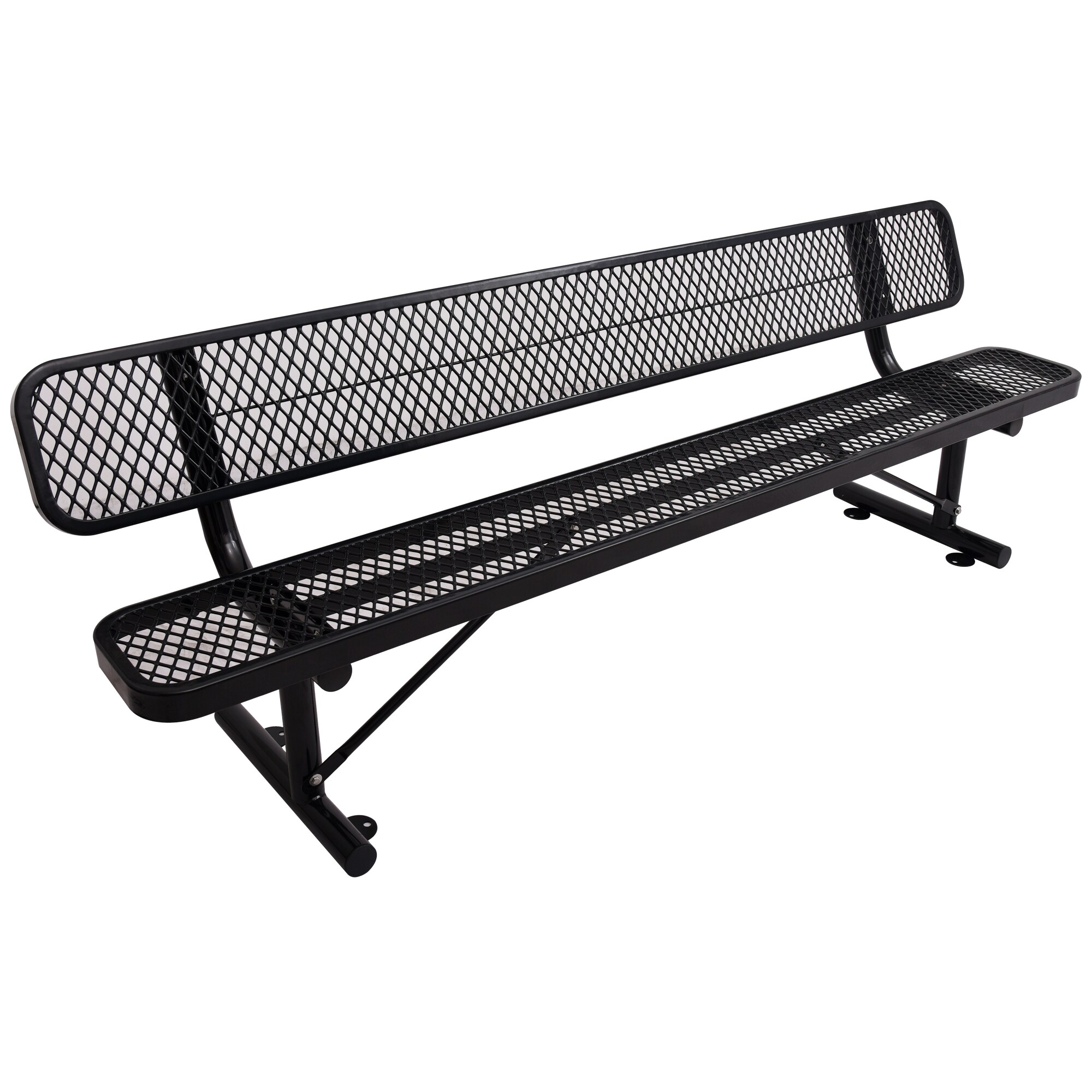 Bayfeve Outdoor Steel Bench With Backrest 96.1-in W X 50.6-in H Black ...