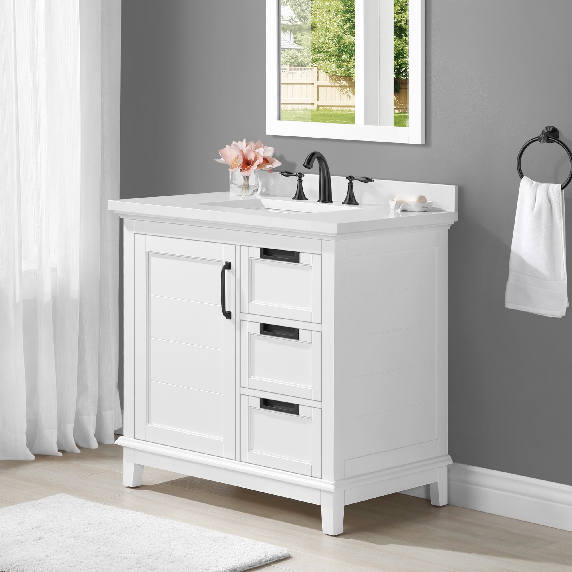 allen + roth Clarita 36-in White Undermount Single Sink Bathroom Vanity ...