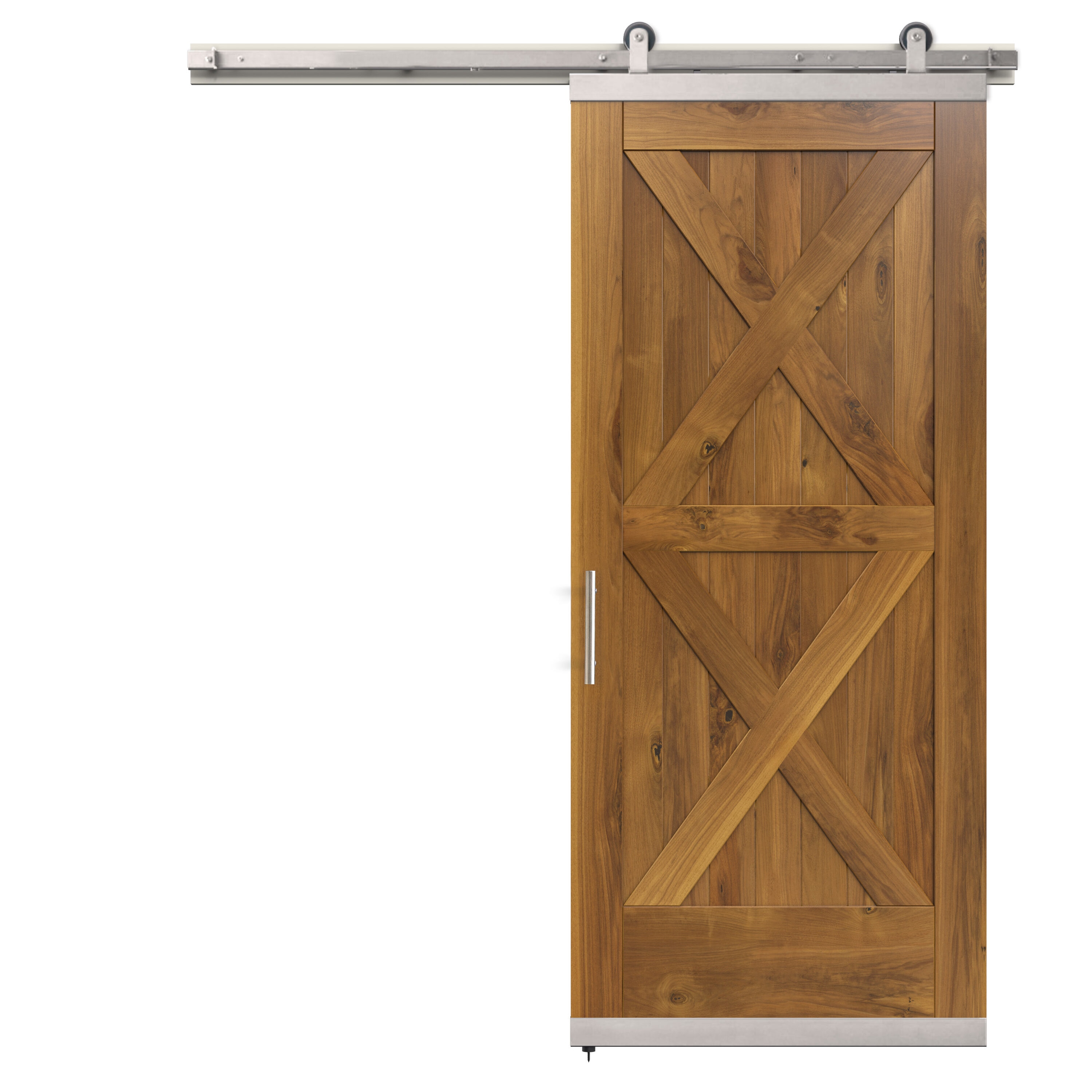 JELD-WEN LOWOLJW248600105 36-in x 80-in Khaki Crossbuck Walnut Wood Solid core Single Barn Door (Hardware Included)