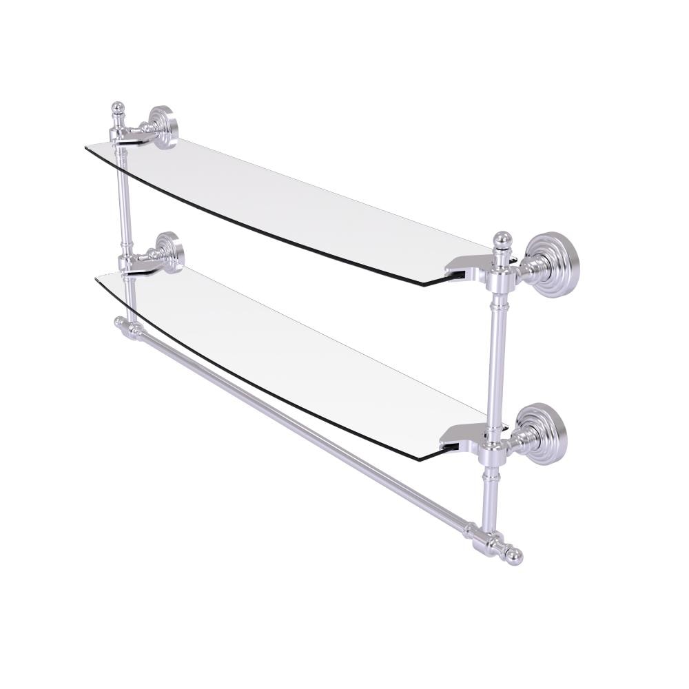 Allied Brass RW-34TB/24-SCH Retro Wave Satin Chrome 2 -Tier Wall mount Bathroom Shelf ( 24-in x 15-in x 5-in )