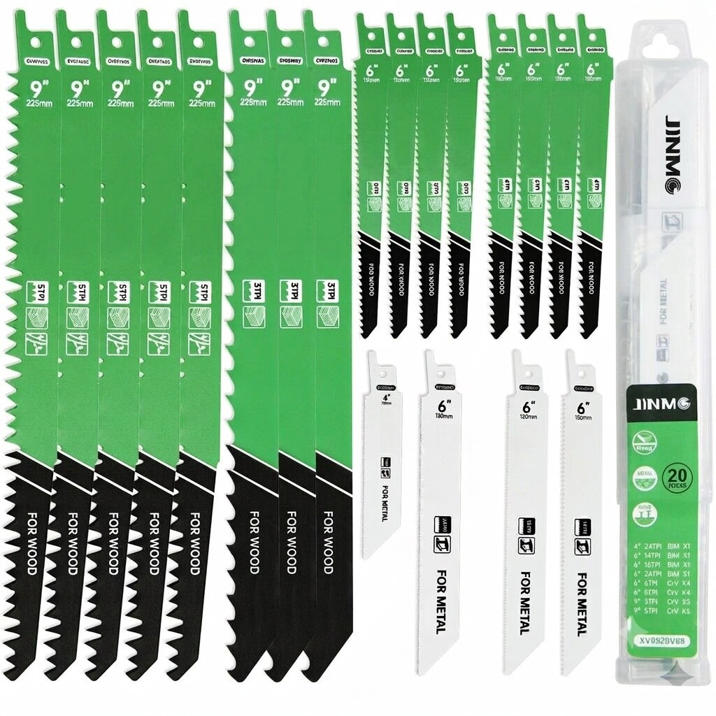 Aoibox  20 Piece Reciprocating Saw Blade Set for Wood and Metal Cutting with Pruning Blades and Storage Case