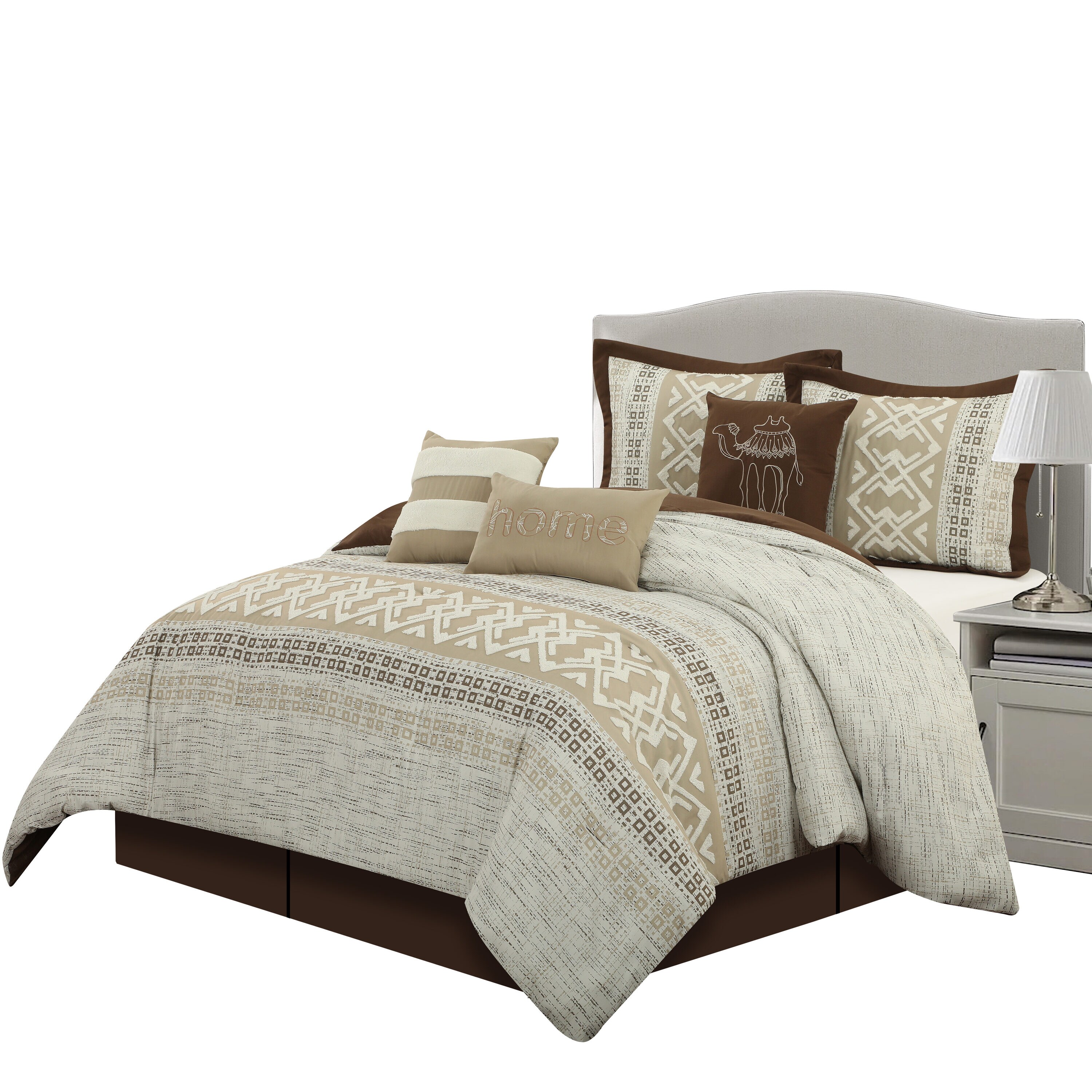 Grand Avenue 7-Piece Taupe California King Comforter Set in the