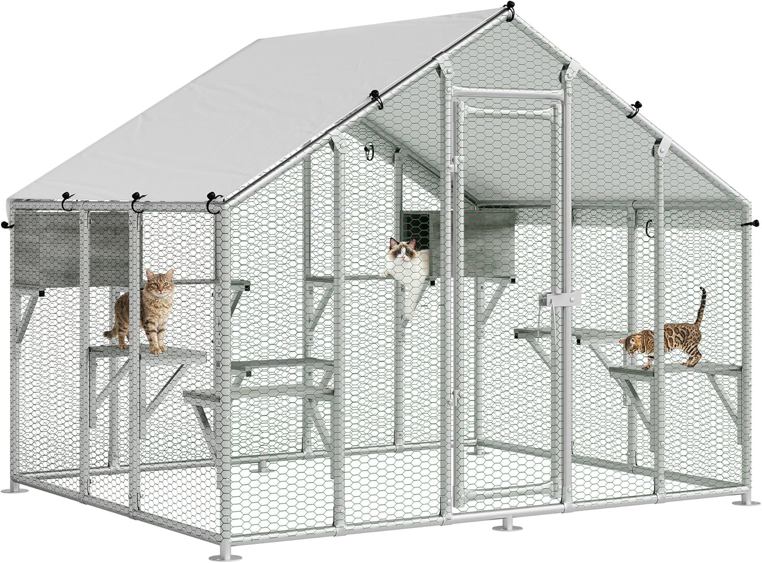 GAOMON - 77 Inch Large Outdoor Catio - Extra Large Walk In Cat Enclosure with Waterproof Cover - ...