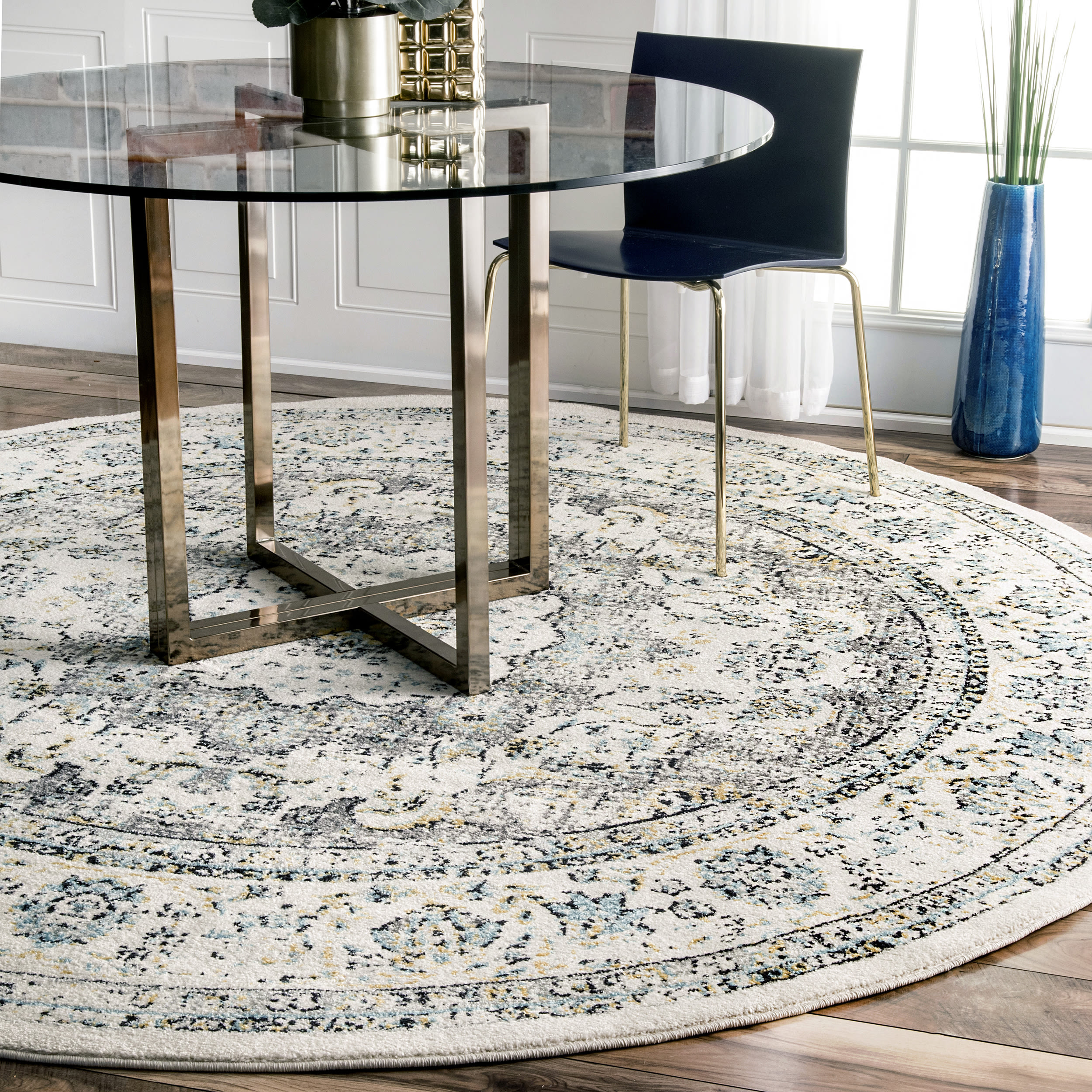 nuLOOM RZBD07B-7100710R Verona 8 x 8 (ft) Polypropylene Gray Round Indoor Abstract Area rug