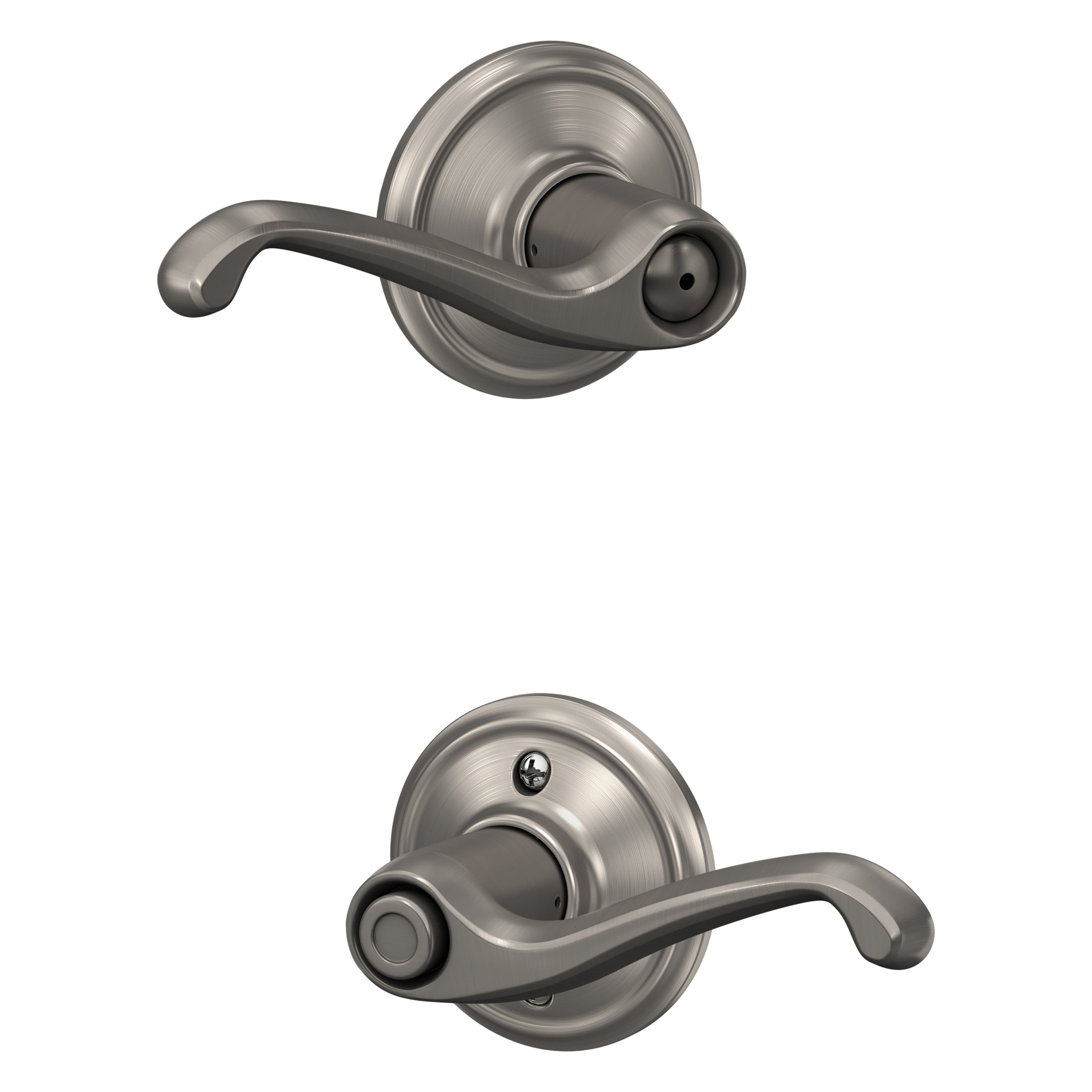 Schlage F40 V FLA 619 Flair Satin Nickel Interior Bed/Bath Privacy Door Handle