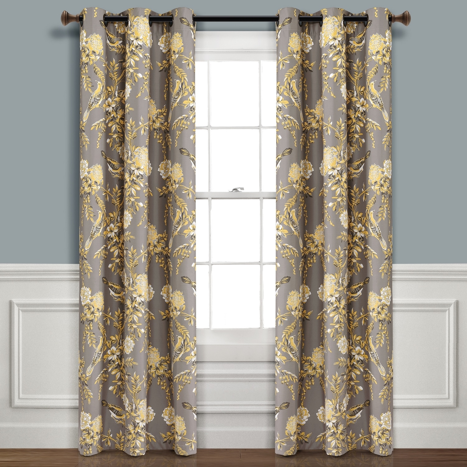 Lush Decor 16T004498 84-Inches Gray Blackout Grommet Curtain panel pair