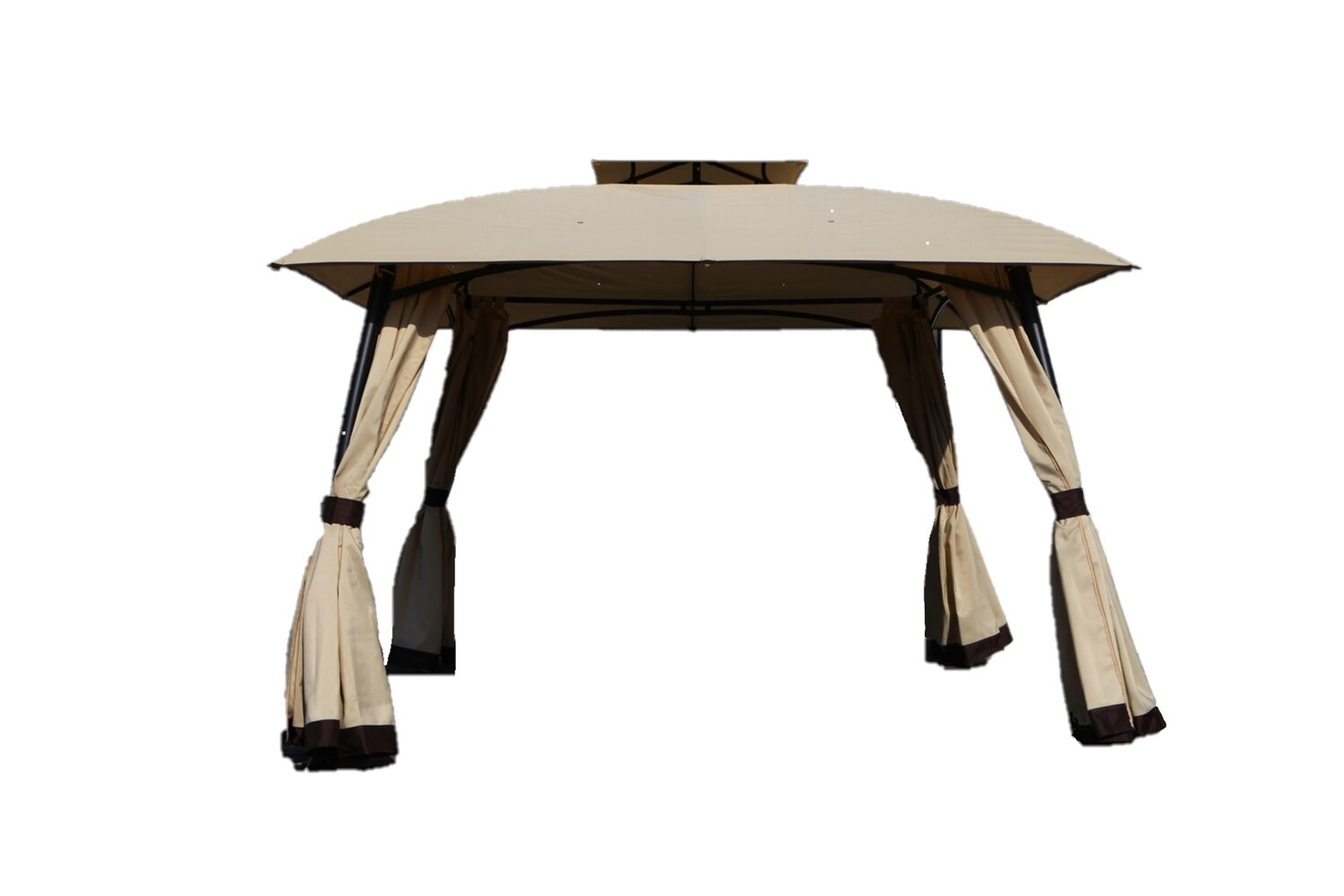 CASAINC TD1000035 11-Feet x 11-Feet Square Coffee and black Metal Polyester Roof Pop-up Gazebo with Screen Included