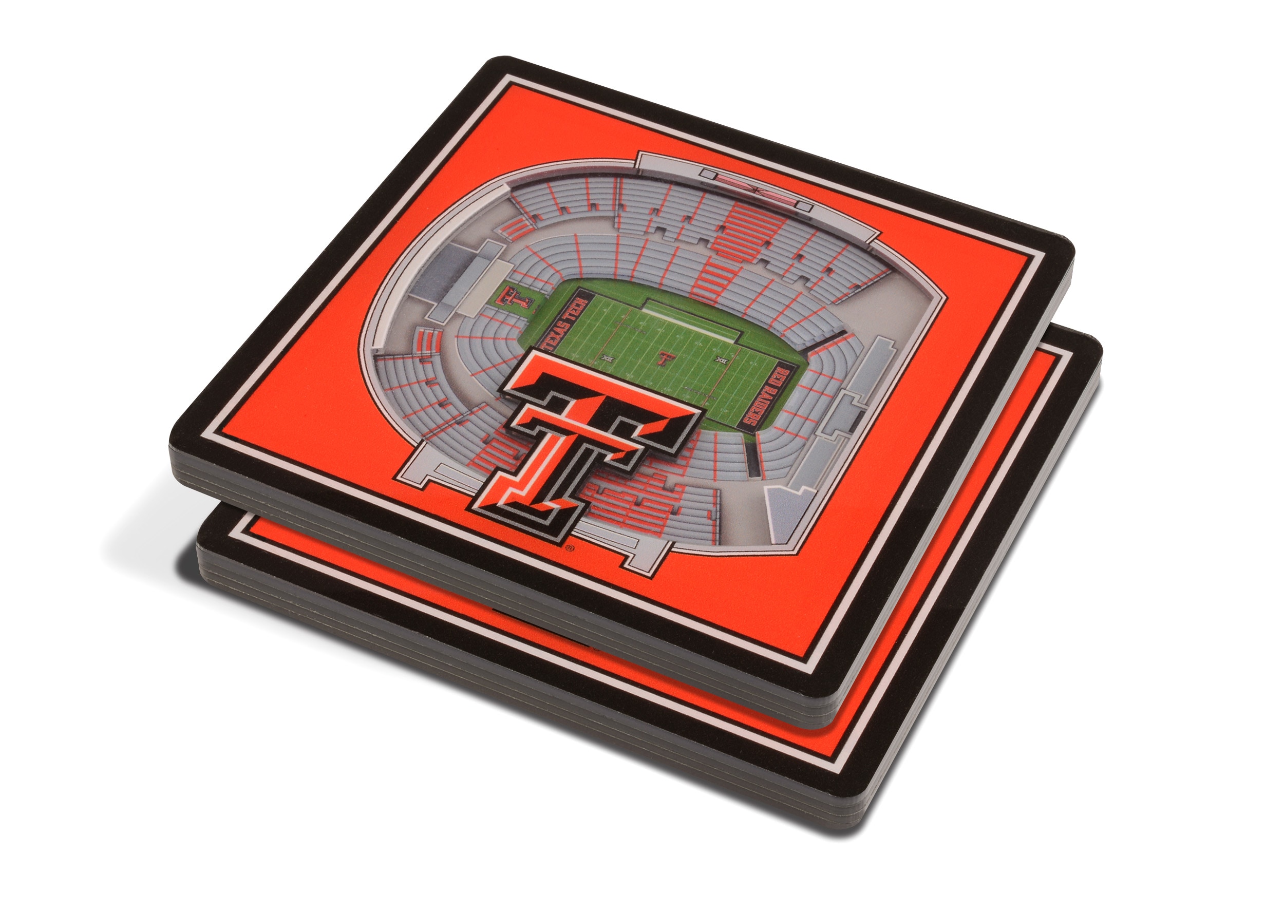 StadiumViews 5022623 Texas Tech Red Raiders 3D StadiumView Coasters 2-Pack Acrylic Team Colors Bottle/Can Holder