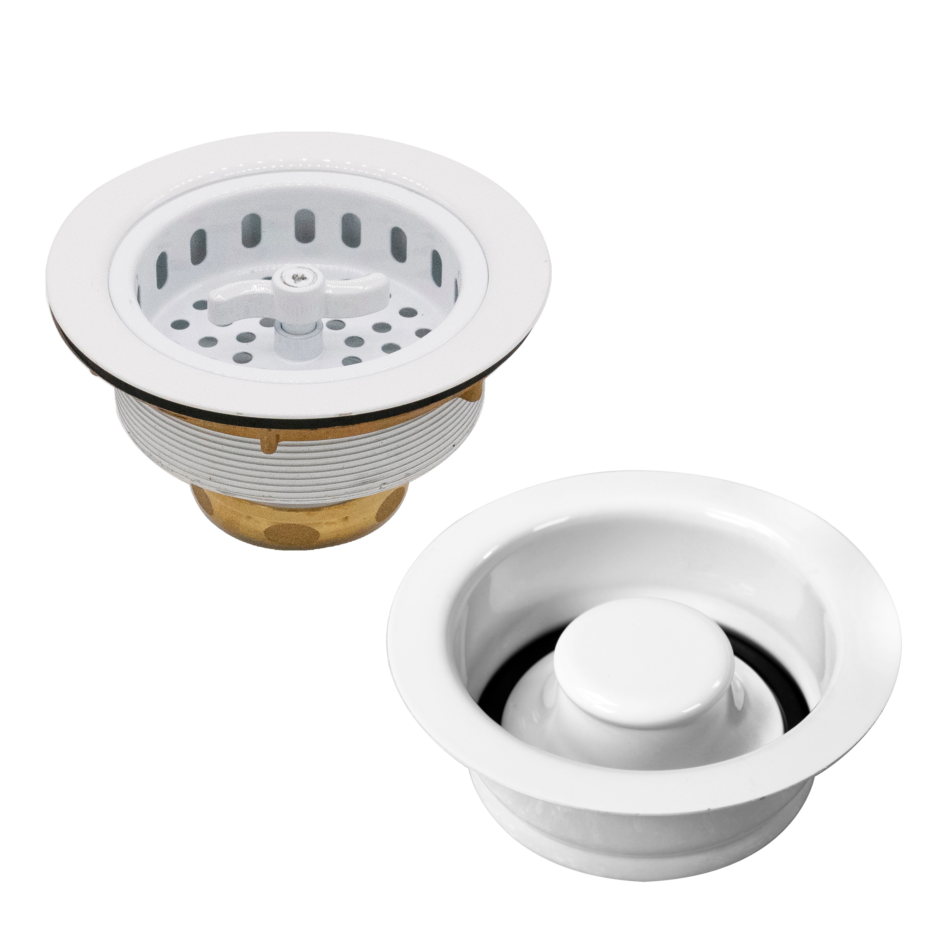 WESTBRASS D2155-50 3.5-in Powder Coat White Brass Strainer Basket with Lock Mount Included