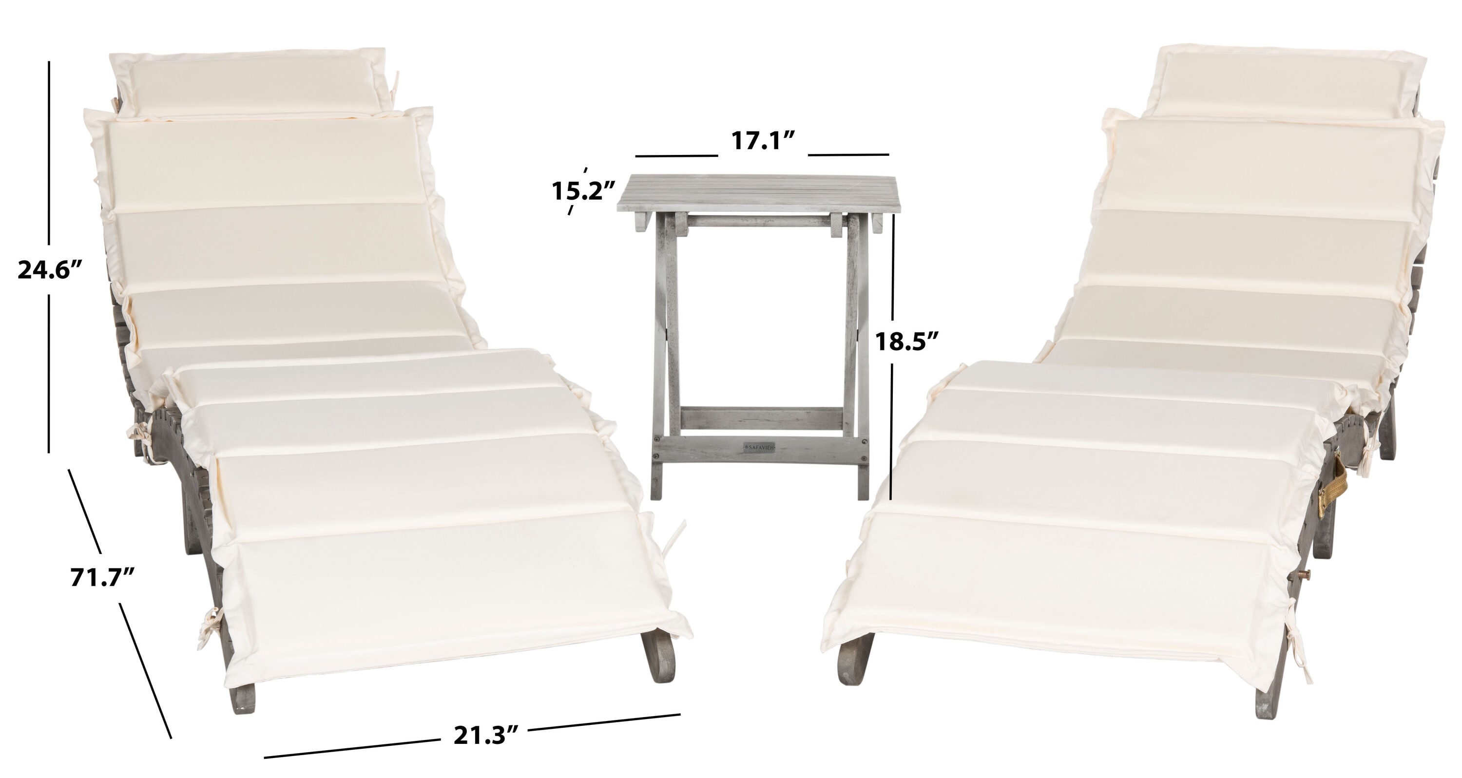 Contemporary Gray Acacia 3-Piece Outdoor Lounge Set