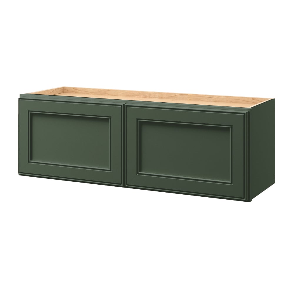 allen + roth Heathrow 36-in W x 12.125-in H x 24-in D Sage Wall Fully Assembled Cabinet (Recessed Panel Square Door Style)
