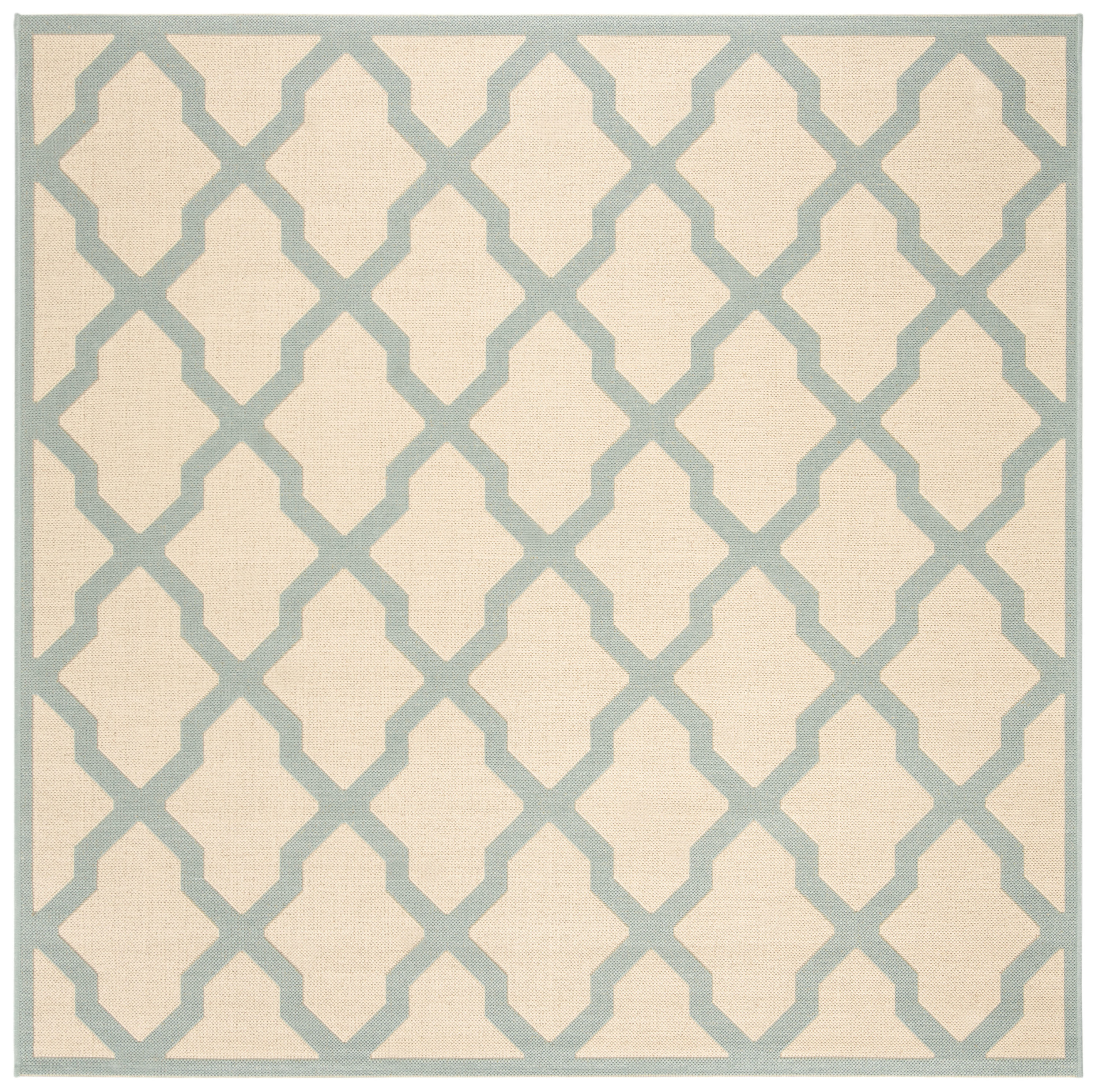 Safavieh LND122L-6SQ Linden Adamantini 7 x 7 (ft) Loomed Polypropylene Cream/Aqua Square Indoor Trellis Bohemian/Eclectic Area rug