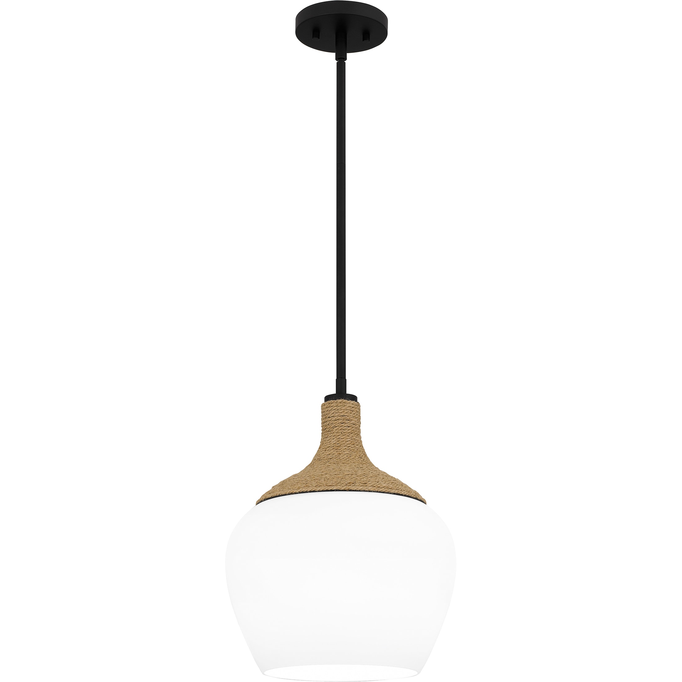 Quoizel QPPO5603MBK Royer Matte Black Transitional Etched Glass Globe Medium Hanging Pendant Light