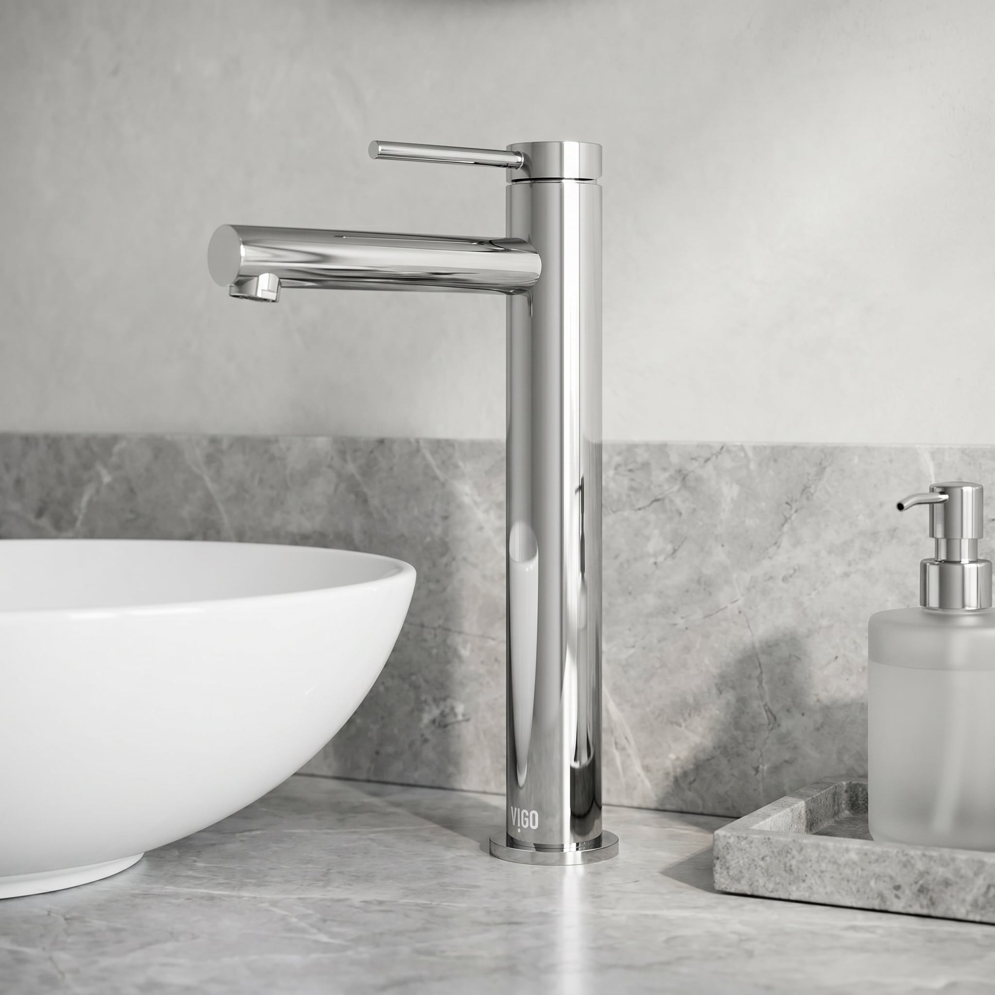 VIGO Jewel Chrome Vessel 1-handle WaterSense High-arc Bathroom Sink Faucet