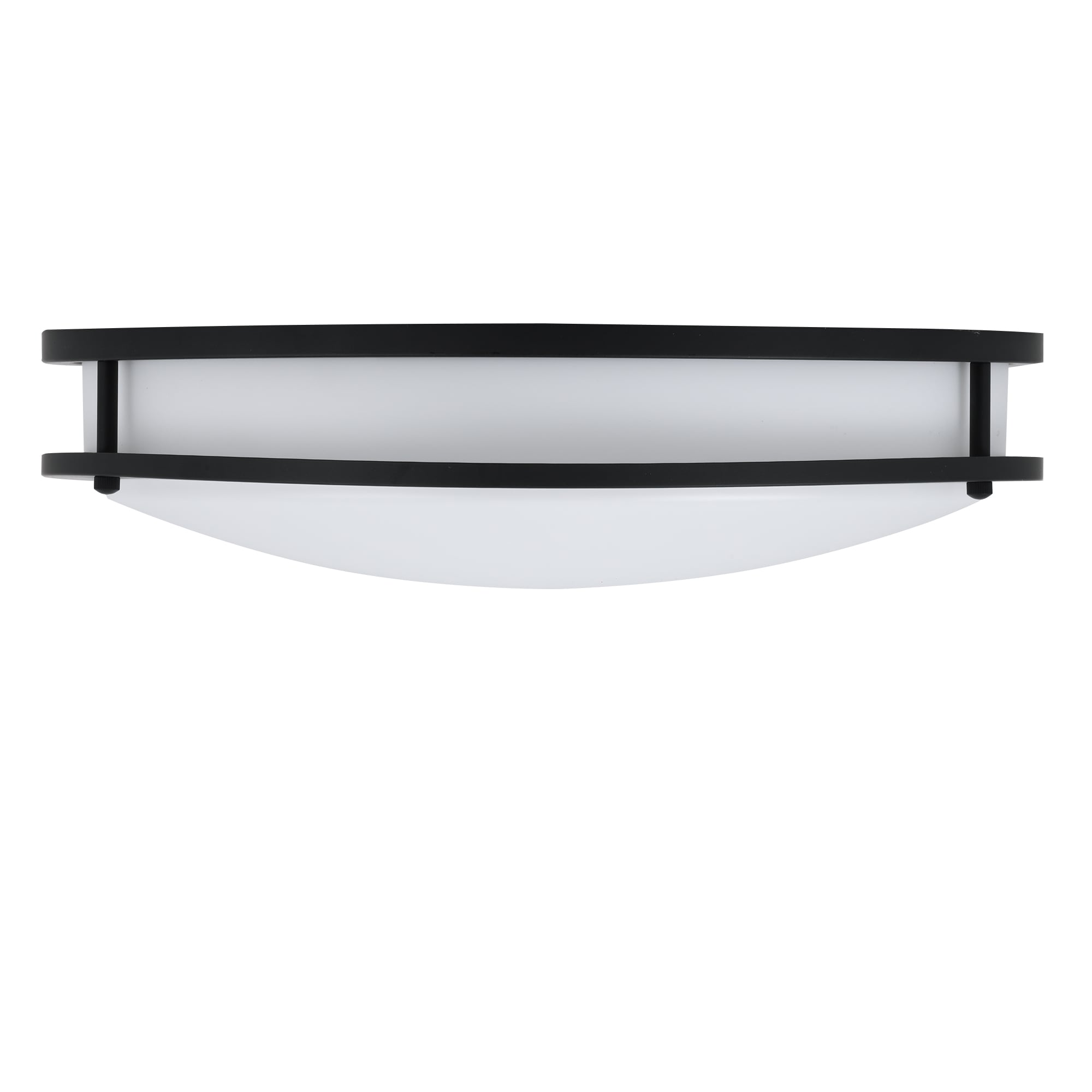 Matte Black 16" LED Flush Mount Ceiling Light with White Shade