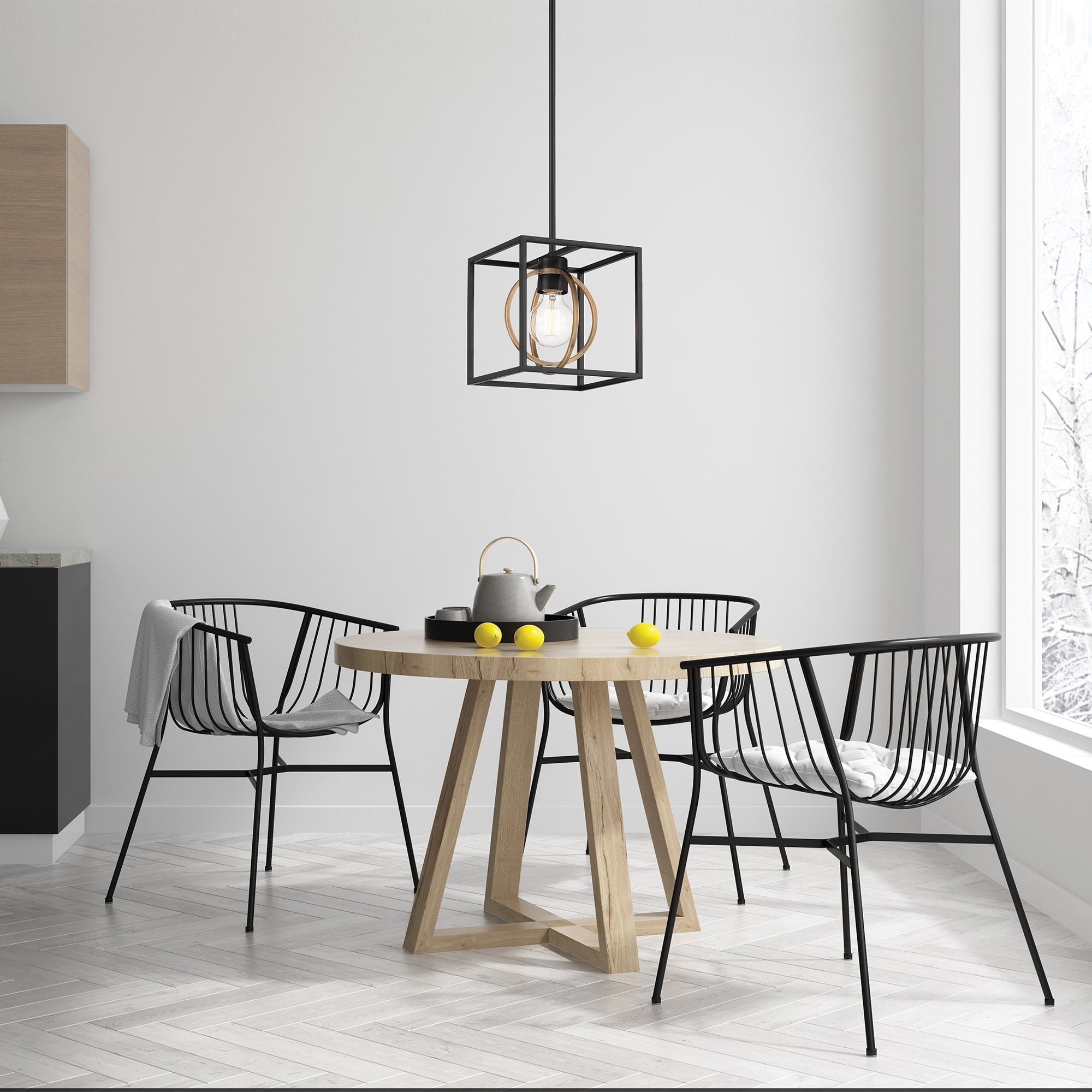 Kew Gardens Geometric Matte Black 8.5'' Pendant Light